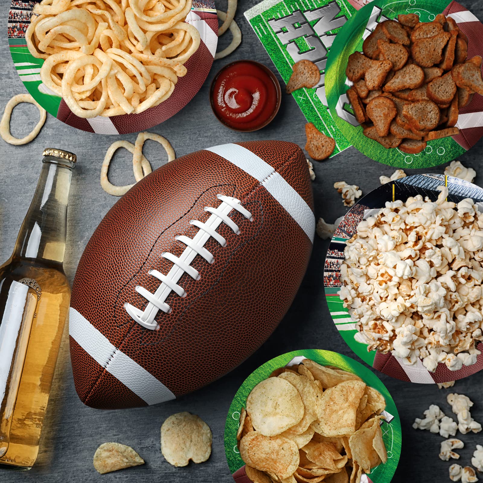 Football Party Supplies Kit for 25 Guests - Disposable Dinner Plates, Dessert Plates, Napkins, Cups & Football Tablecloth - Perfect for Football Birthday Parties & Tailgate Decorations (Ideal for Game Day Celebrations, Sports Themed Events & Fan Gatherings)