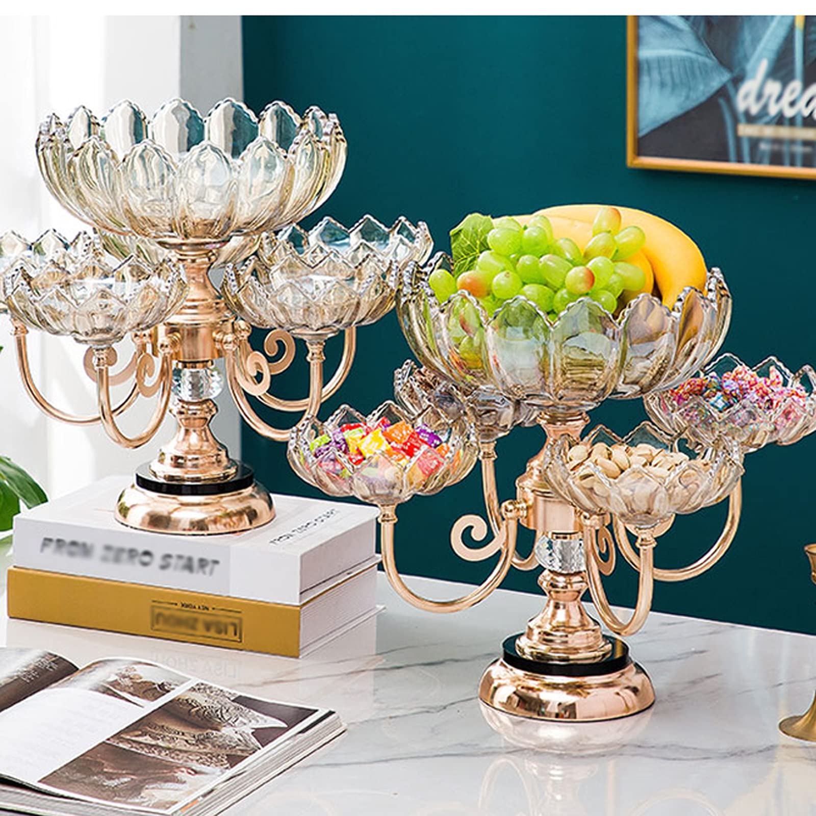 Elegant Glass Fruit Basket - Nordic Style Multi-Layer Serving Plate for Snacks, Candy & Desserts | Perfect for Living Room, Coffee Table & Entertaining