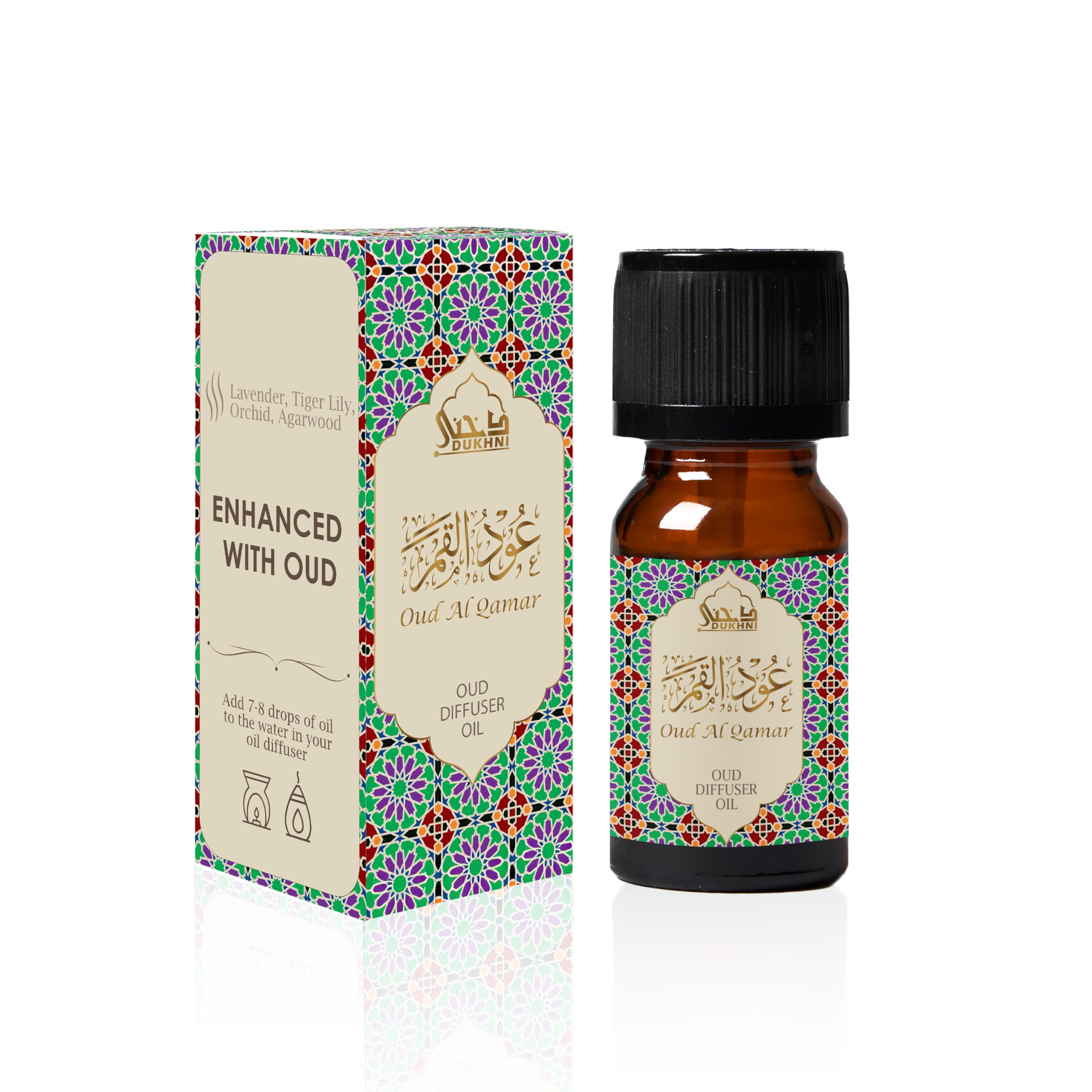 Premium Dukhni Oud Diffuser Oil - 10ml Pure Oud Al Qamar Essential Oil for Aromatherapy | 100% Natural Arabic Perfume Oil for Diffusers & Humidifiers | Relaxing Scent for Home, Spa, Massage & Meditation | Perfect for Stress Relief & Mood Enhancement