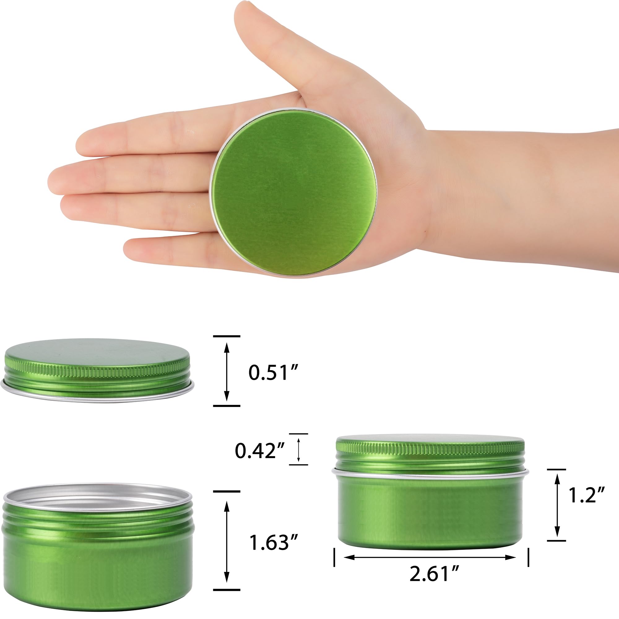 24 Pack 4oz (120ml) Refillable Aluminum Tin Jars with Screw Top Lids & Blank Labels - Small Metal Containers for DIY Lip Balm, Candle Making, Spice Storage, Salve Packaging & Craft Supplies (Green) - Perfect for Home Organizing, Gift Packaging & Apothecary Use