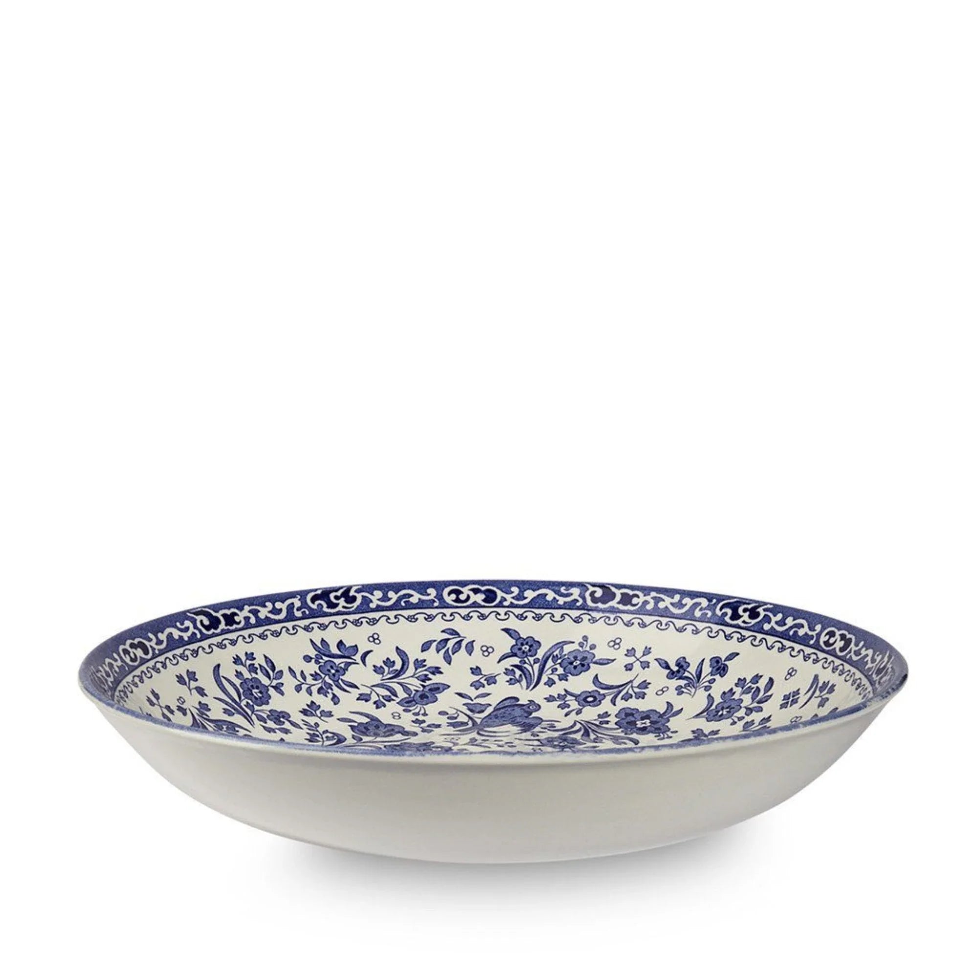Royal Blue Peacock Design Ceramic Pasta Bowl Set - Elegant Dinnerware for Italian Cuisine, Perfect for Pasta, Salad, Soup & Entertaining Guests