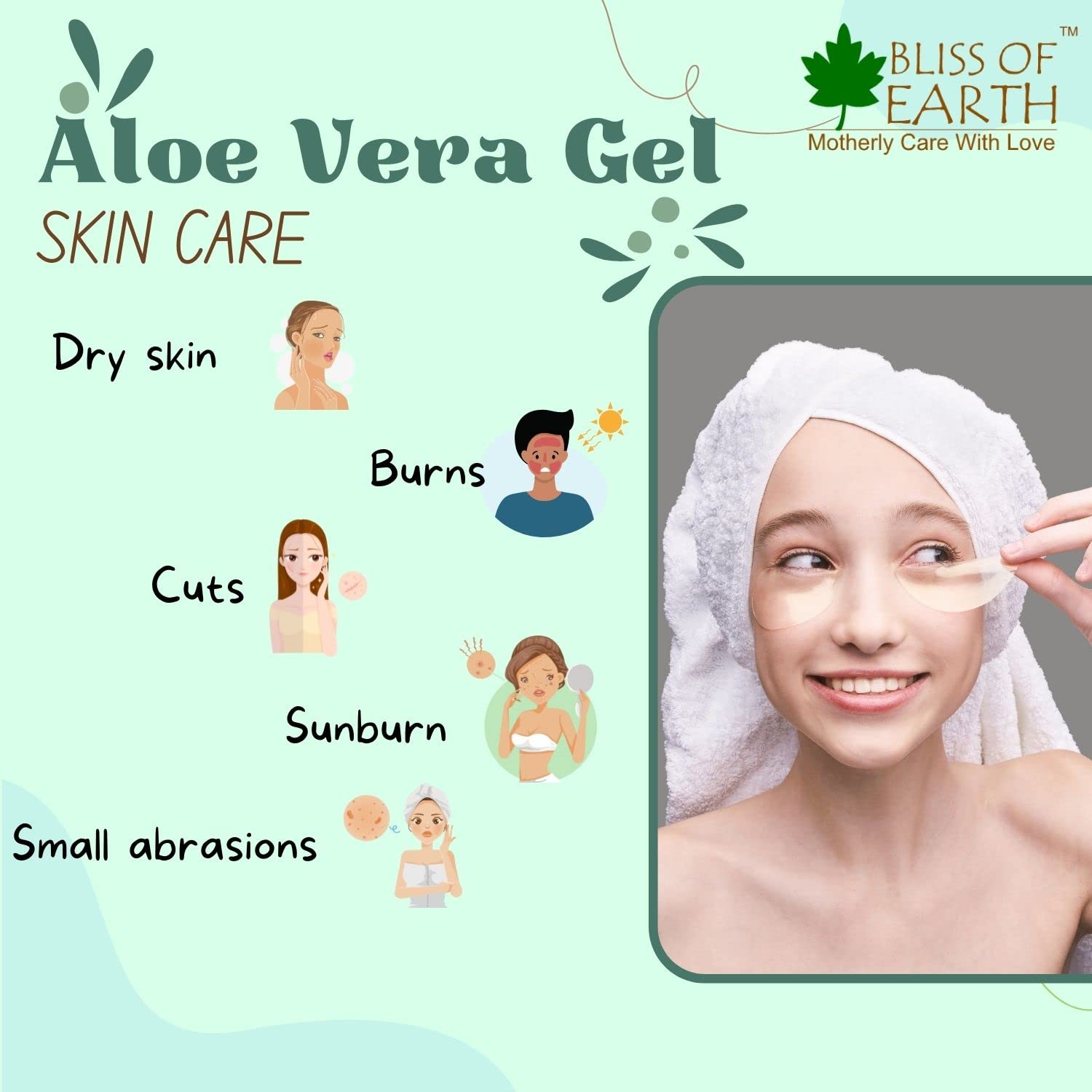 Bliss Of Earth 99% Pure Aloe Vera Gel for Face, Hair & Skin – Hydrating, Cooling & Soothing Treatment for Dark Spots & Sunburn – 100g | Perfect for After-Sun Care, Acne Treatment & Daily Moisturizing