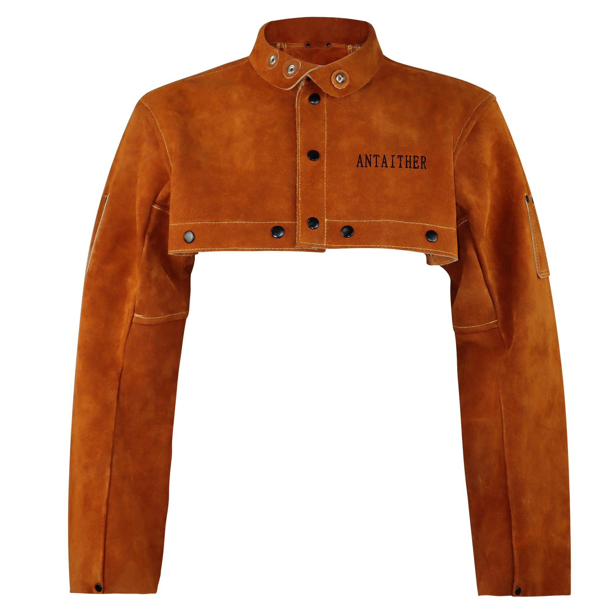 ANTAITHER Heat & Flame Resistant Leather Welding Jacket - Open Back Design with Cape Sleeve & Bib Apron for Welders | Perfect for Metalworking, Forging & Industrial Safety Protection