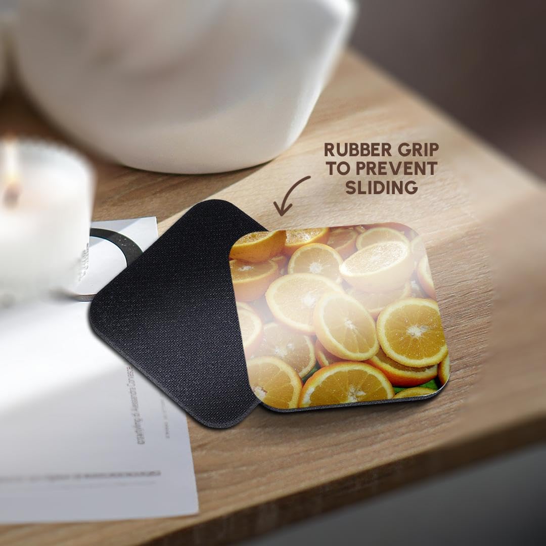 3D Printed Orange Slice Coasters Set of 8 - Non-Slip Citrus Fruit Drink Coasters for Kitchen, Dining Table & Bar - Cute Food-Themed Home Decor & Functional Kitchen Accessories