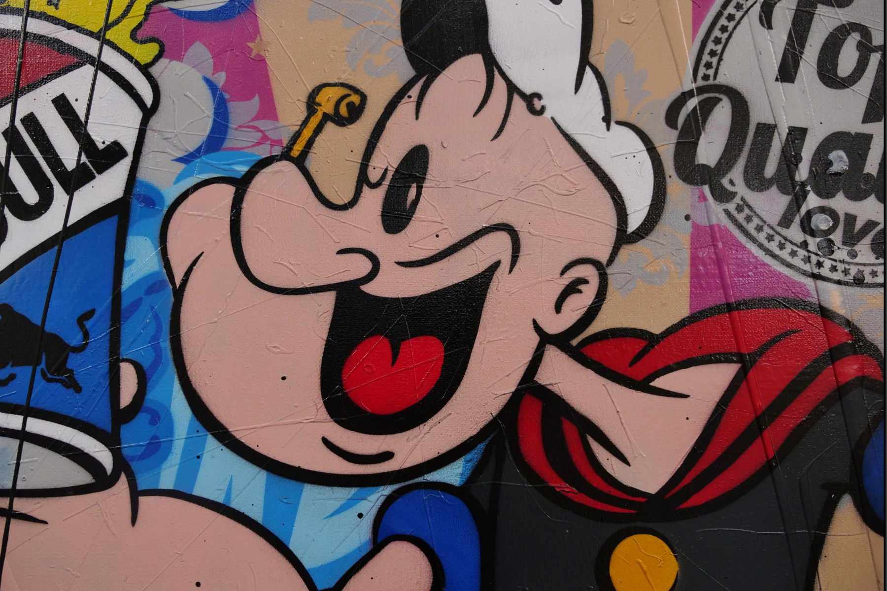 240cm x 120cm Popeye Textured Urban Pop Art Canvas Painting - Modern Wall Decor for Living Room, Bedroom & Office