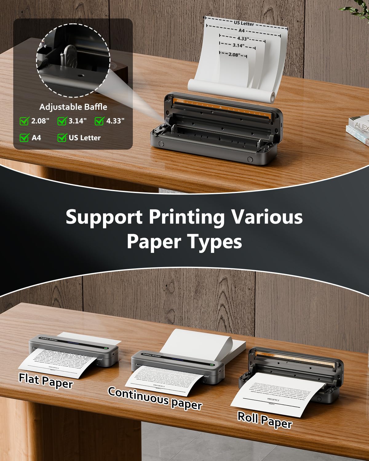 Itari M832 Thermal Printer - 304 DPI Portable Bluetooth Printer for iPhone & Android | Wireless Inkless Label Printer with Multi-Size Printing (Grey) | Perfect for Shipping Labels, Barcodes & Receipts