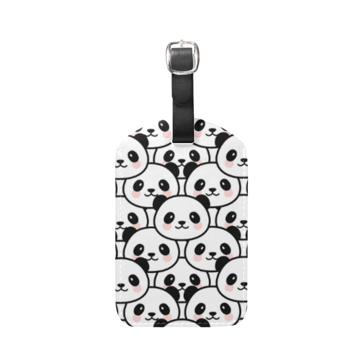Stylish Leather Panda Luggage Tag - Durable Travel ID Label for Suitcases & Bags (1-Piece) - Perfect for Airports, Vacations & Business Trips