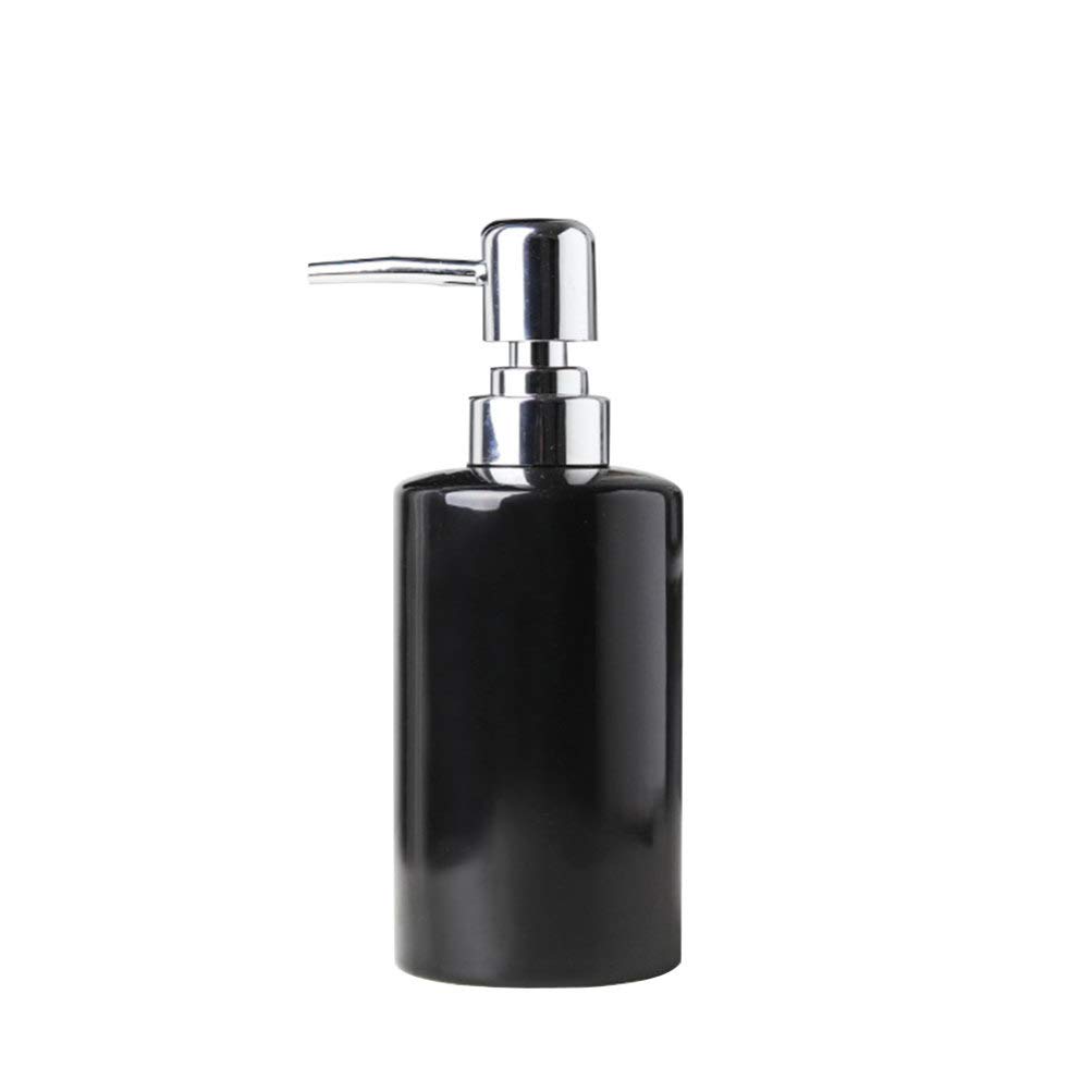 DOITOOL 1PCS Black Ceramic Refillable Lotion Bottle with Pump - Hand Soap Dispenser for Bathroom, Kitchen Countertop | Perfect for Liquid Soap, Shampoo & Lotion Storage | Elegant Home & Office Decor