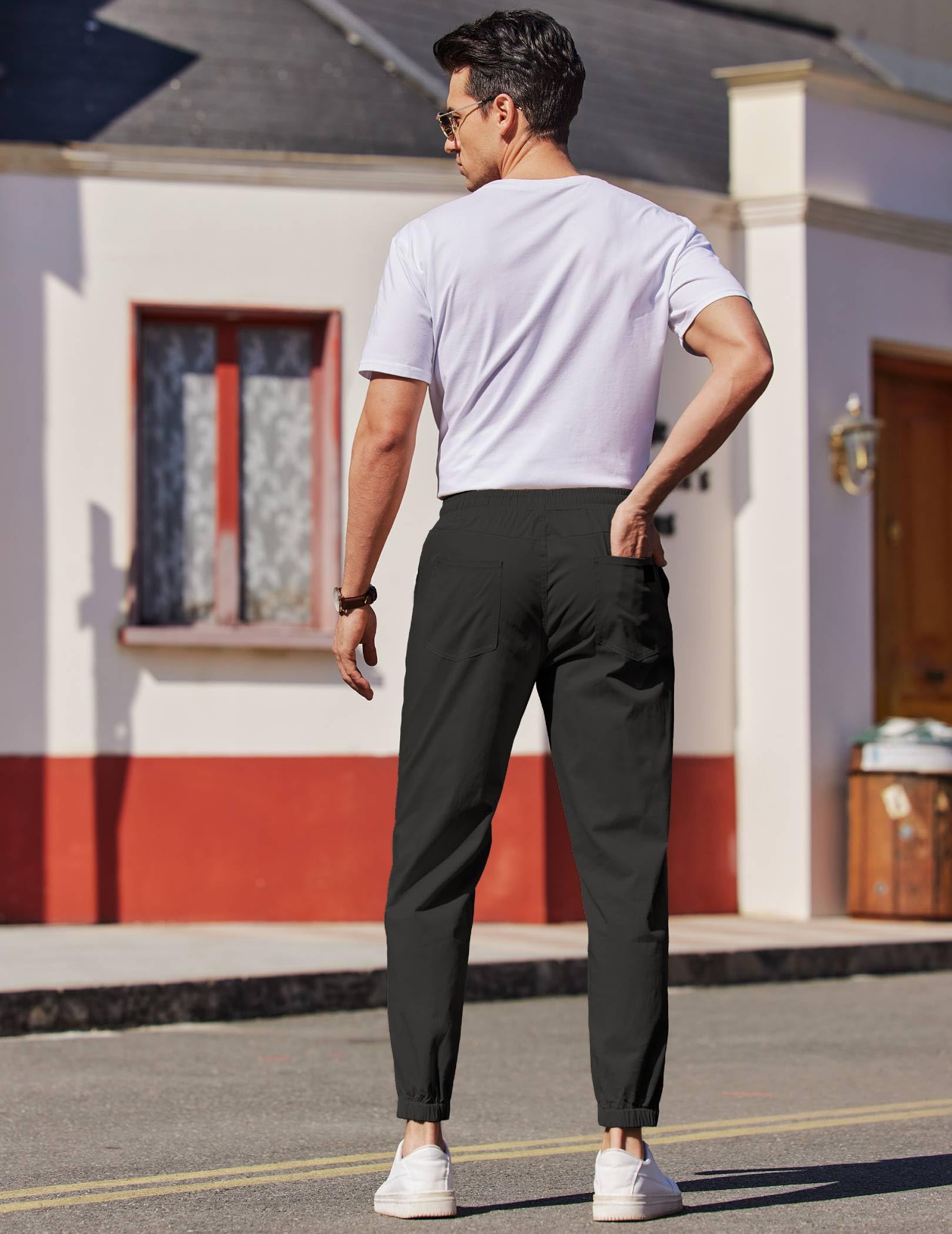 **COOFANDY Men's Casual Joggers Pants - Cotton Elastic Waist Drawstring Chino Cargo Pants for Hiking, Outdoor, Track & Lounge Wear**