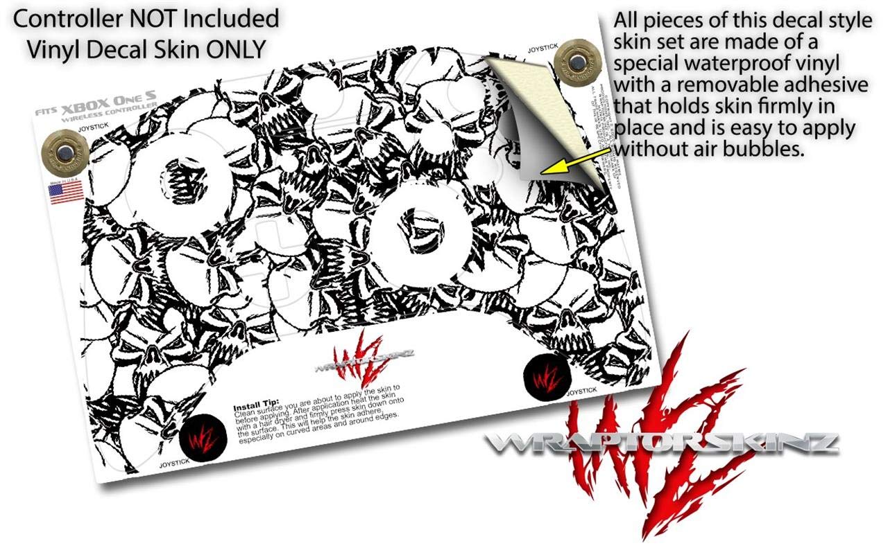 WraptorSkinz Vinyl Skin Wrap for XBOX One S/X Controller - Scattered Skulls White Design | Protective Decal Cover | Custom Gaming Accessory | Perfect for Gaming Enthusiasts & Personalization (Controller Not Included)