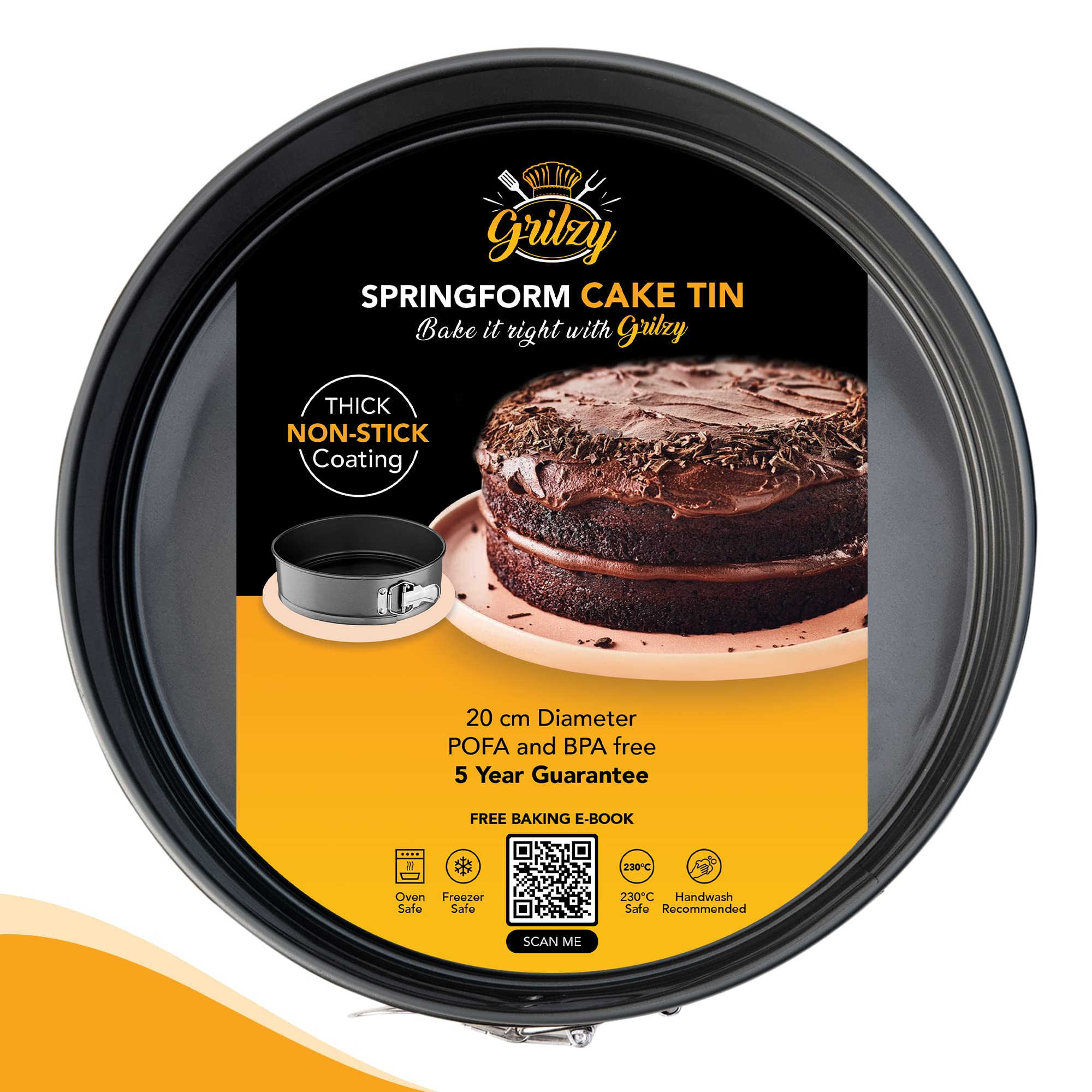 8 Inch Non-Stick Springform Cake Pan - 20cm Round Baking Tin for Cheesecake, Sponge Cake & Desserts | Perfect for Home Kitchen, Restaurants & Professional Baking (Durable Bakeware for Easy Release & Even Heating)