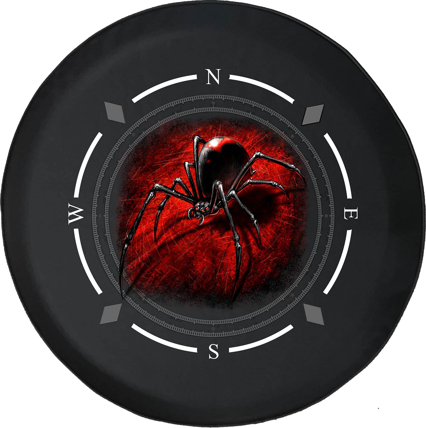 American Unlimited Spare Tire Cover with Compass Design - Red Spider Wheel Cover for SUV, Trailer, RV & Multiple Vehicles | Durable Off-Road Accessory for Adventure & Camping