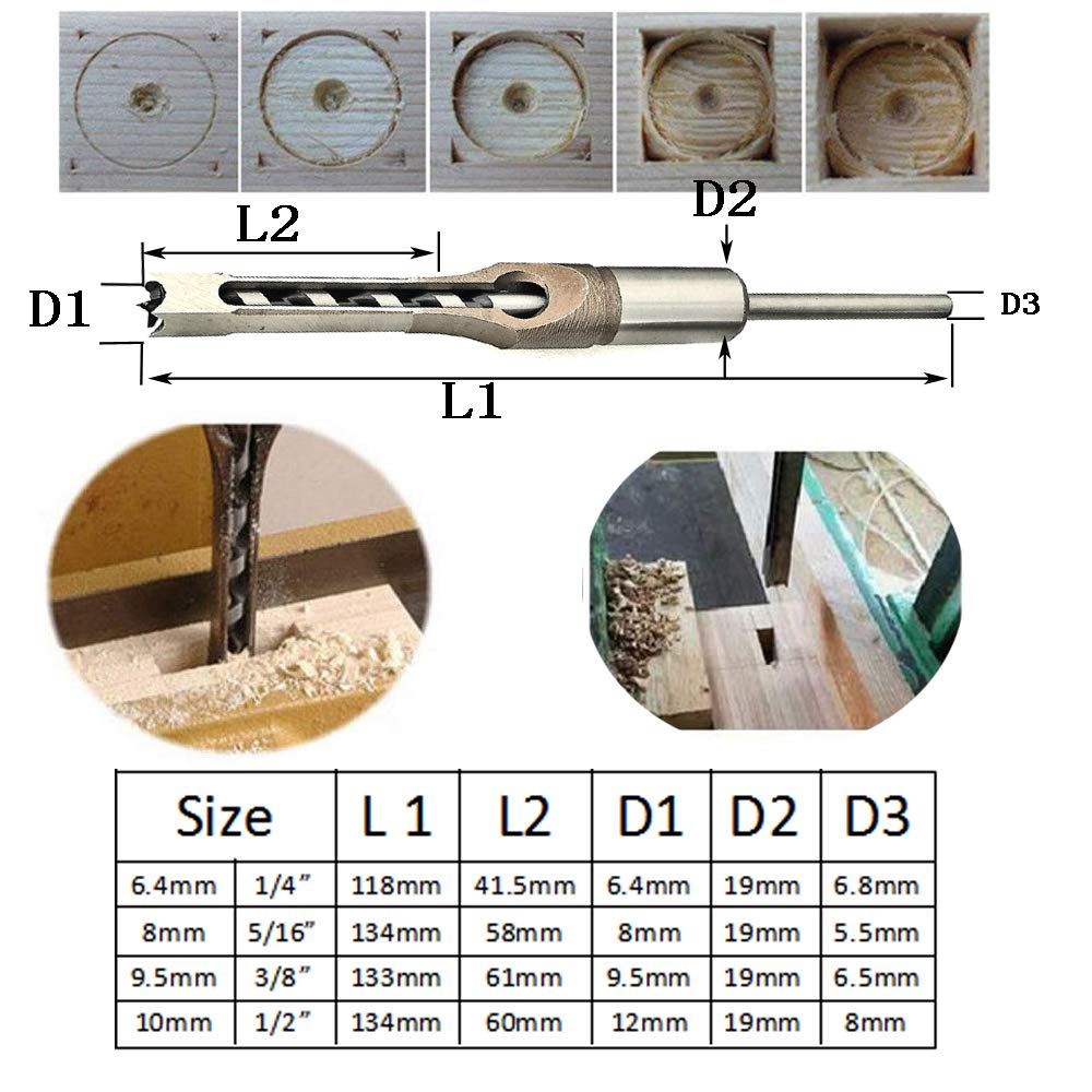 1PC Square Hole Drill Bit Set - 0.59