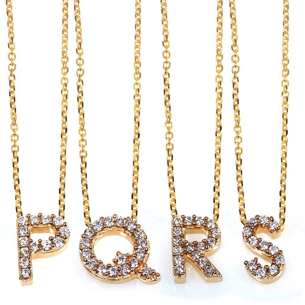 Kobelli Small A-Z Letter Diamond Pendant in 14K Yellow Gold - Personalized Initial Necklace for Women, Perfect Gift for Birthday, Anniversary & Valentine's Day