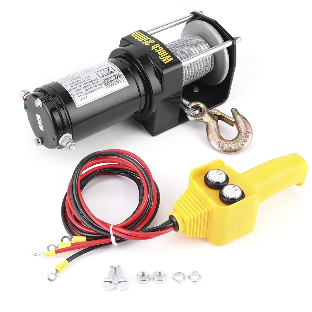 AQXREIGHT 3500lbs 12V Electric Winch - IP67 Waterproof Heavy Duty ATV/UTV Winch with Synthetic Rope - Perfect for Off-Road Recovery, Boat Trailering & 4x4 Adventures