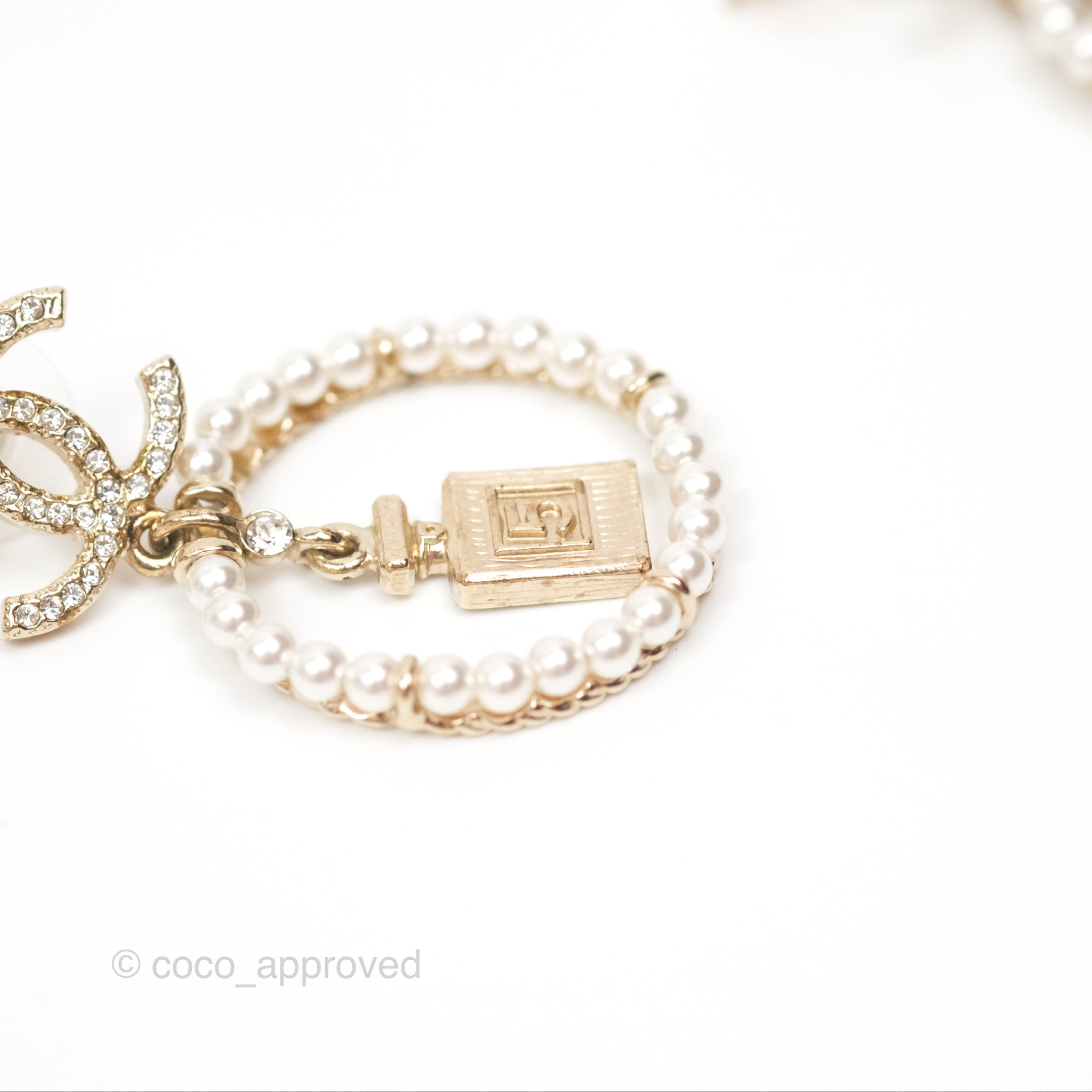 Chanel CC Crystal Pearl Ring & No.5 Drop Earrings 20C - Luxury Fashion Jewelry for Women, Perfect for Parties, Weddings & Special Occasions