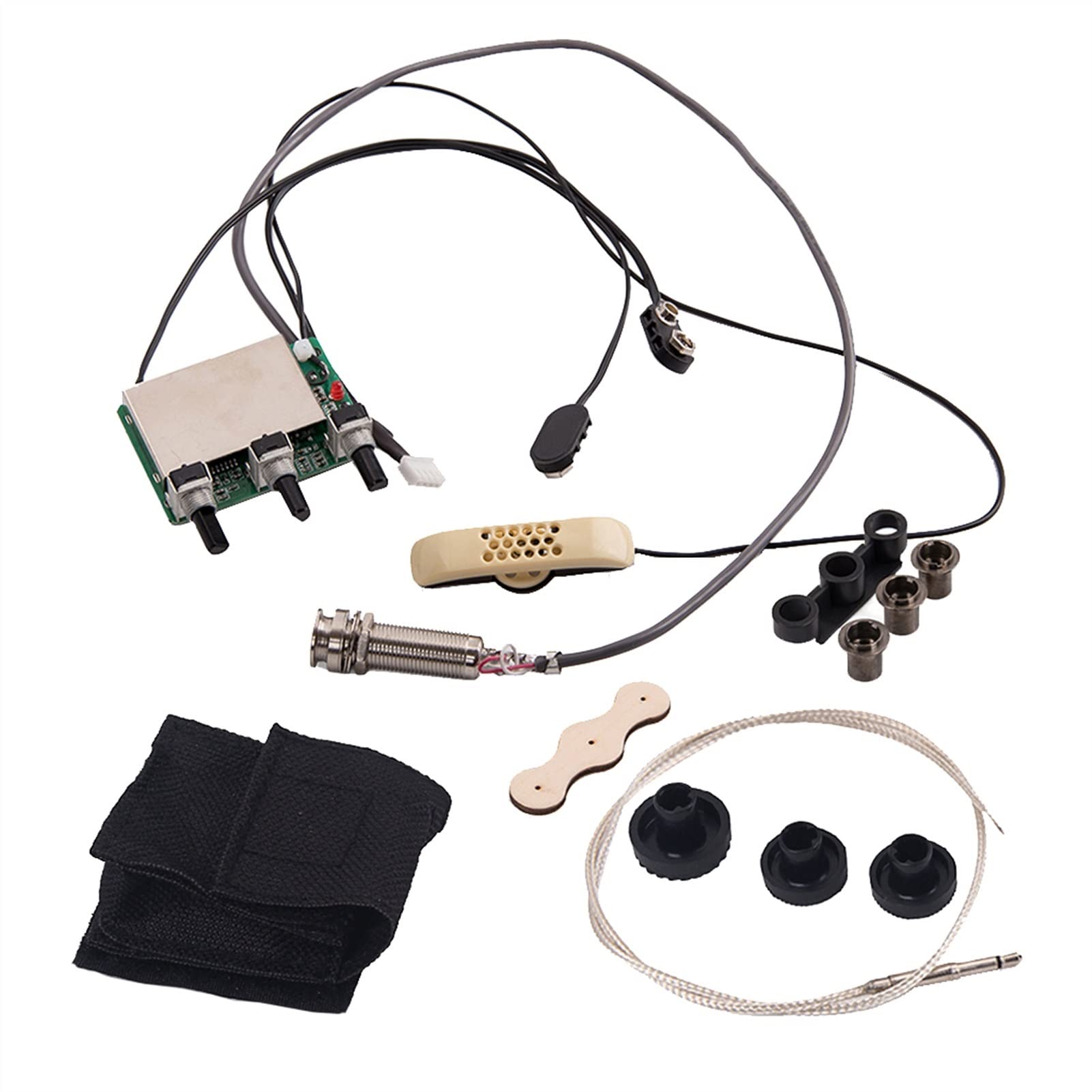 Acoustic Guitar Pickup - Piezo EQ Preamp with Wiring Harness for Folk & DIY Guitars | Perfect for Live Performances & Home Recording