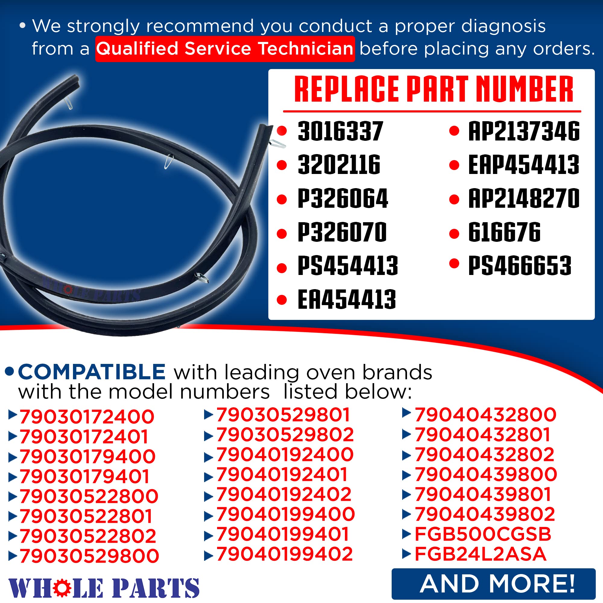 Frigidaire Oven Door Seal Gasket Replacement Part# 5303316768 - Compatible with Gibson, Kenmore, Tappan & White Westinghouse Ranges - Perfect for Leak Prevention & Energy Efficiency in Home Kitchens