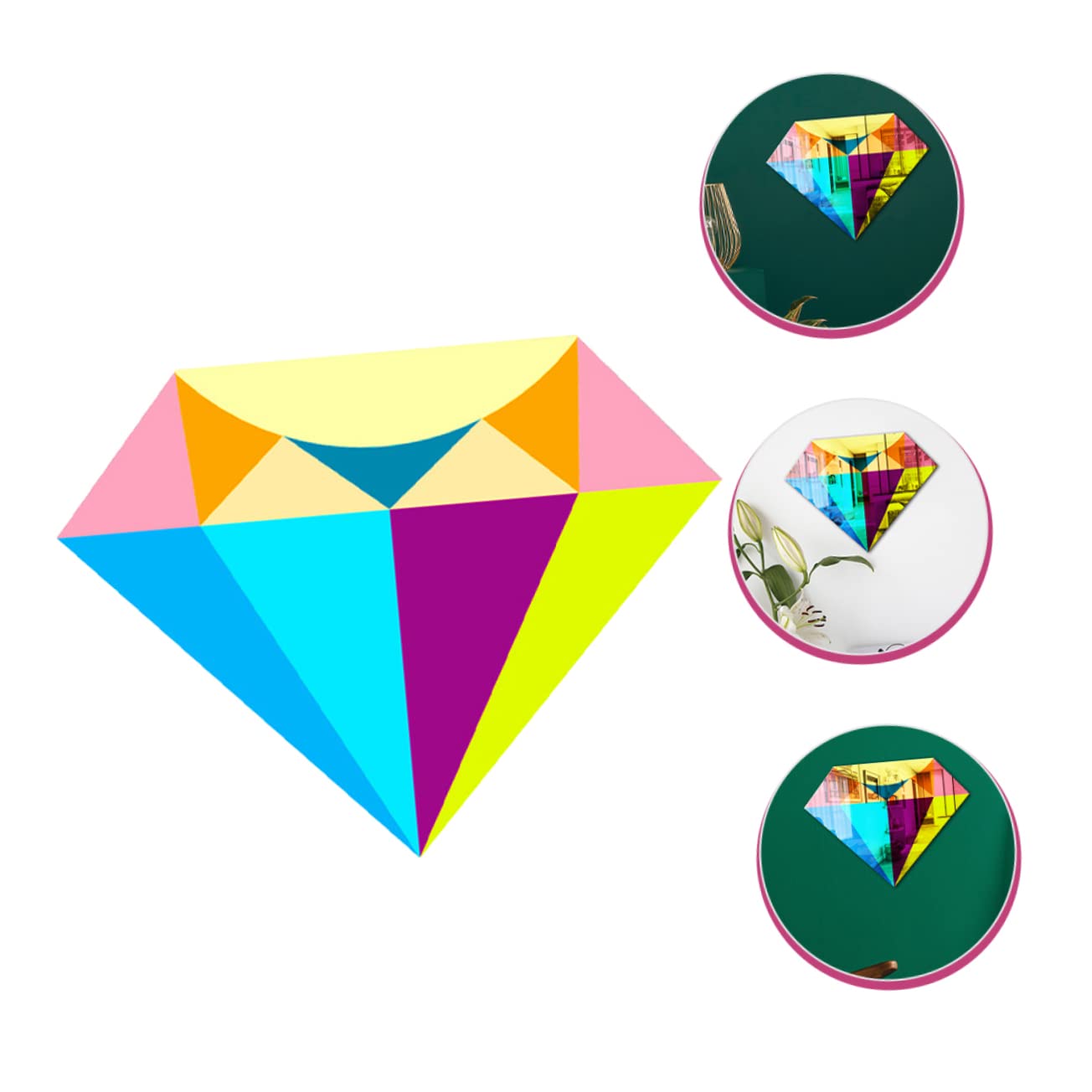 OSALADI Diamond Shape Acrylic Mirror Wall Sticker - Removable Self-Adhesive Wall Decal for Bedroom, Living Room, and Bathroom Decor
