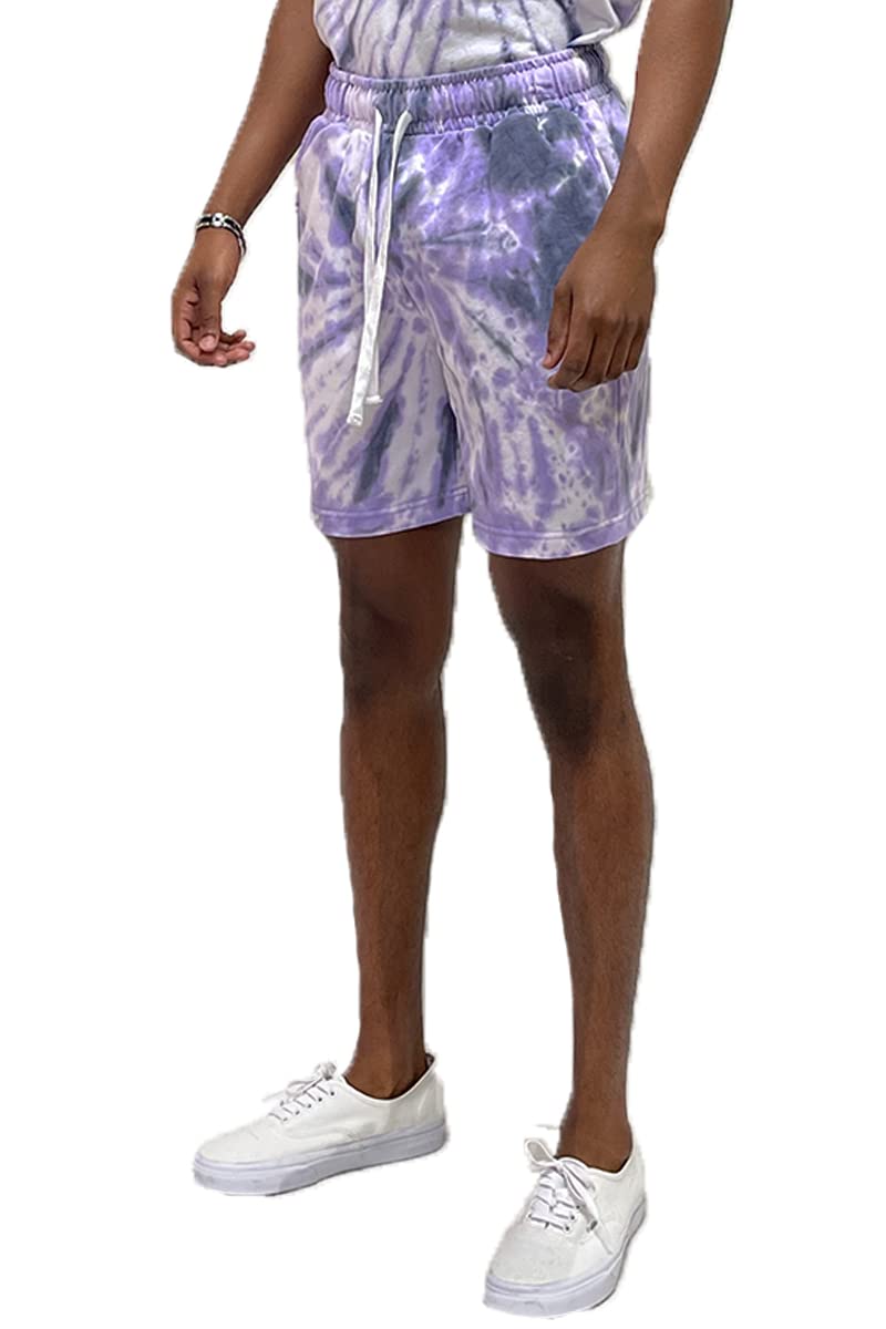 WEIV GEAR Men's Tie Dye Casual Shorts with Drawstring Elastic Waist - Breathable Workout Gym Running Activewear Beach Pants with Side Pockets | Perfect for Summer Outdoor Sports, Travel & Lounge Wear