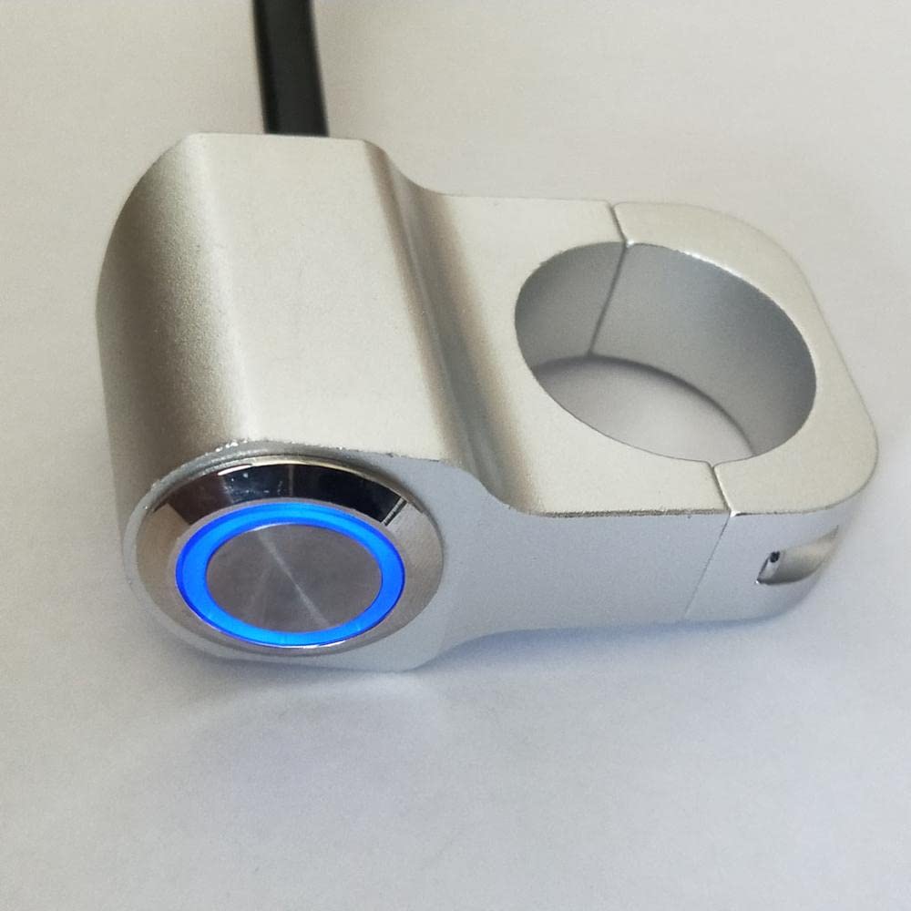 12V Waterproof Motorcycle ATV Handlebar Switch - Stainless Steel Headlight & Fog Light On/Off Control (25mm, Blue) - Perfect for Off-Road, Night Riding & Adventure Motorcycles