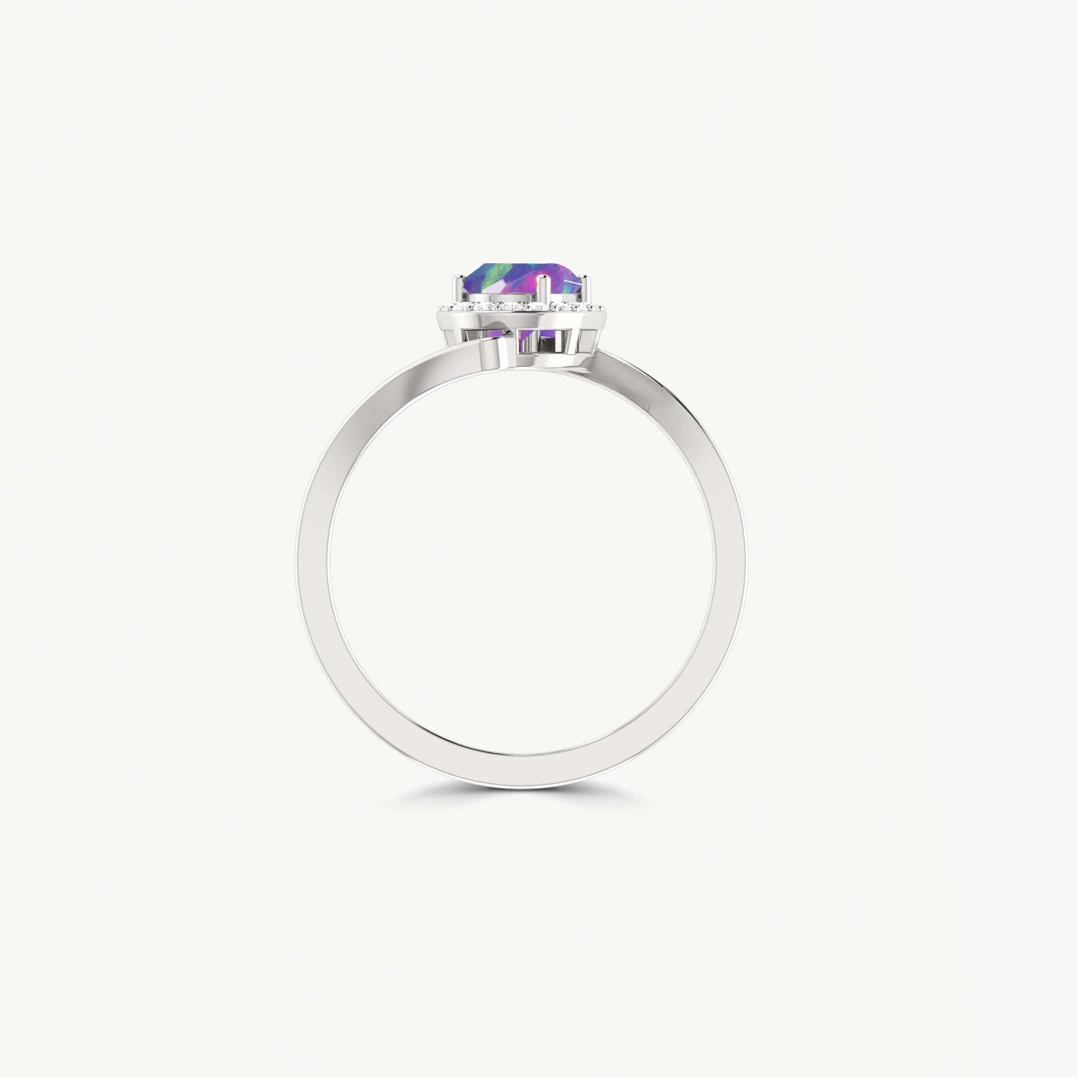 Vintage Lavender Fire Oval Opal Statement Ring for Women - Elegant Bohemian Jewelry for Parties, Weddings & Special Occasions
