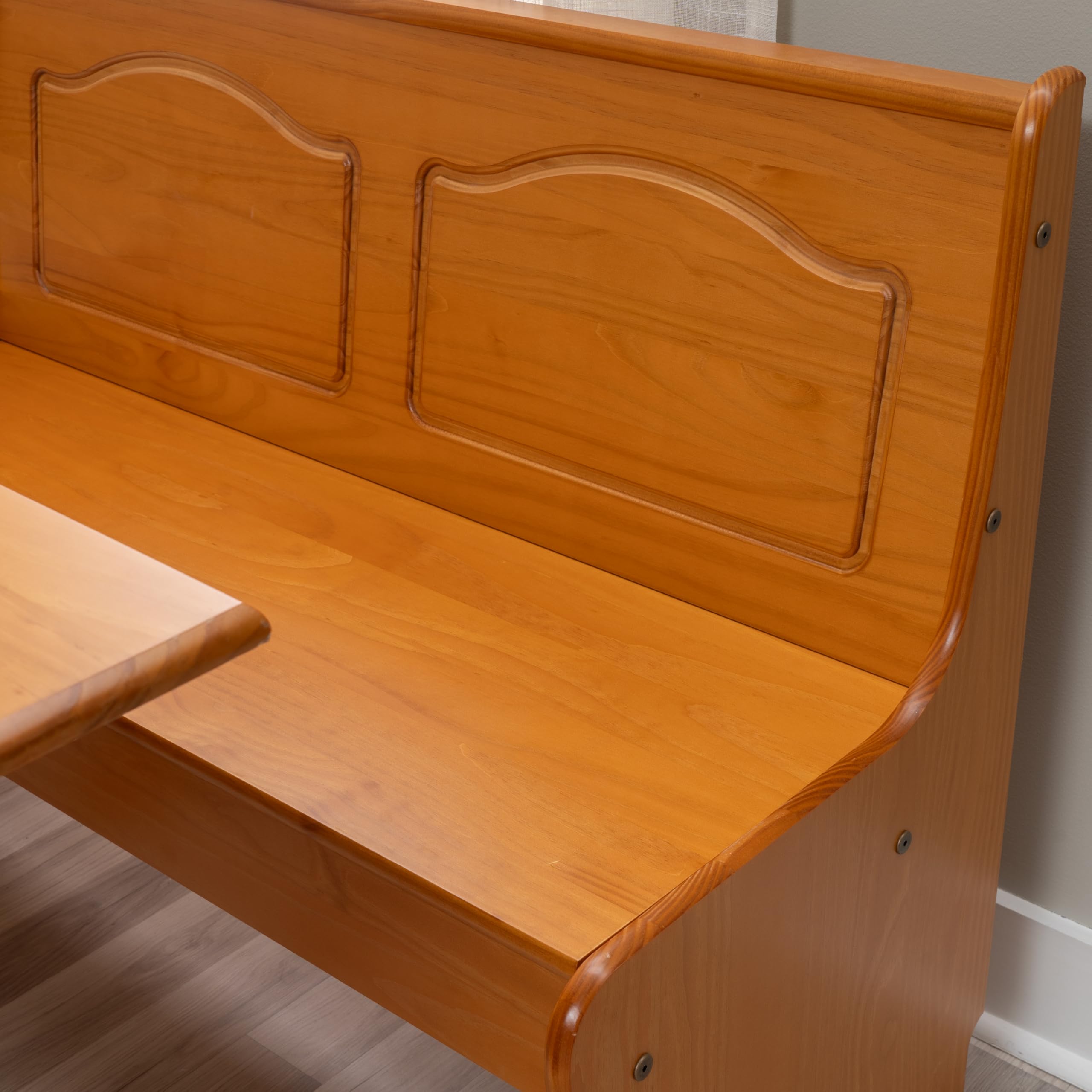 Linon Chelsea Kitchen-Nook Corner Unit in Natural Finish - Space-Saving Dining Set for Small Kitchens & Breakfast Nooks