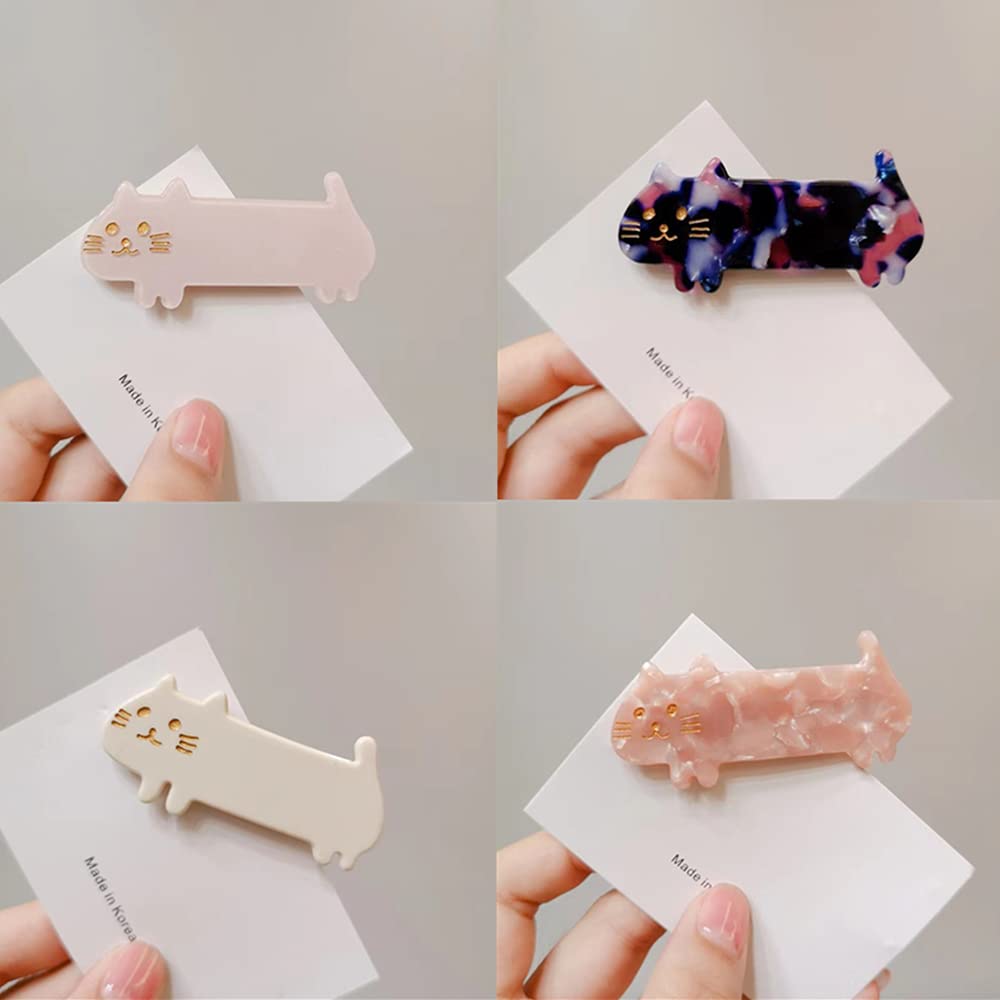 8Pcs Cute Kitty Hair Clips - Fashionable Cat Acrylic Hair Barrettes for Girls, Women, Teens & Students - Perfect for School, Parties & Daily Hair Accessories