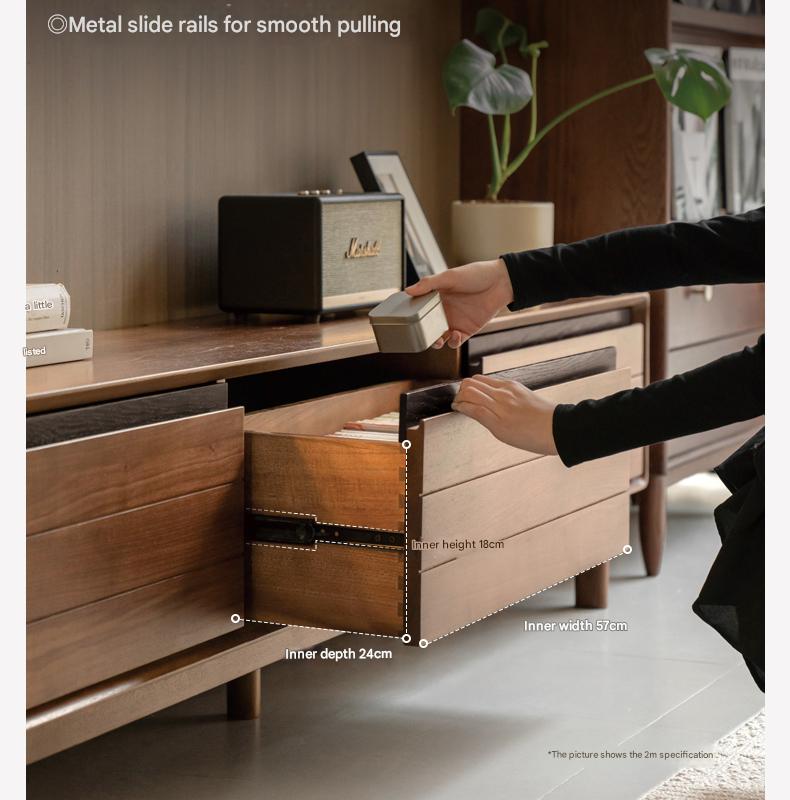 Premium Black Walnut Solid Wood TV Stand - Modern Entertainment Center with Storage for Living Room, Bedroom & Home Theater