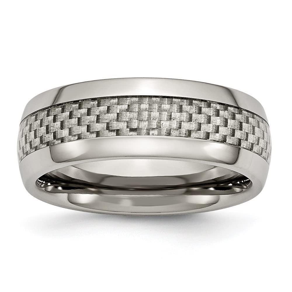 Premium Titanium Wedding Band Ring for Men - 8mm Polished Grey with Carbon Fiber Inlay - Durable & Comfortable for Daily Wear, Anniversary Gifts & Special Occasions