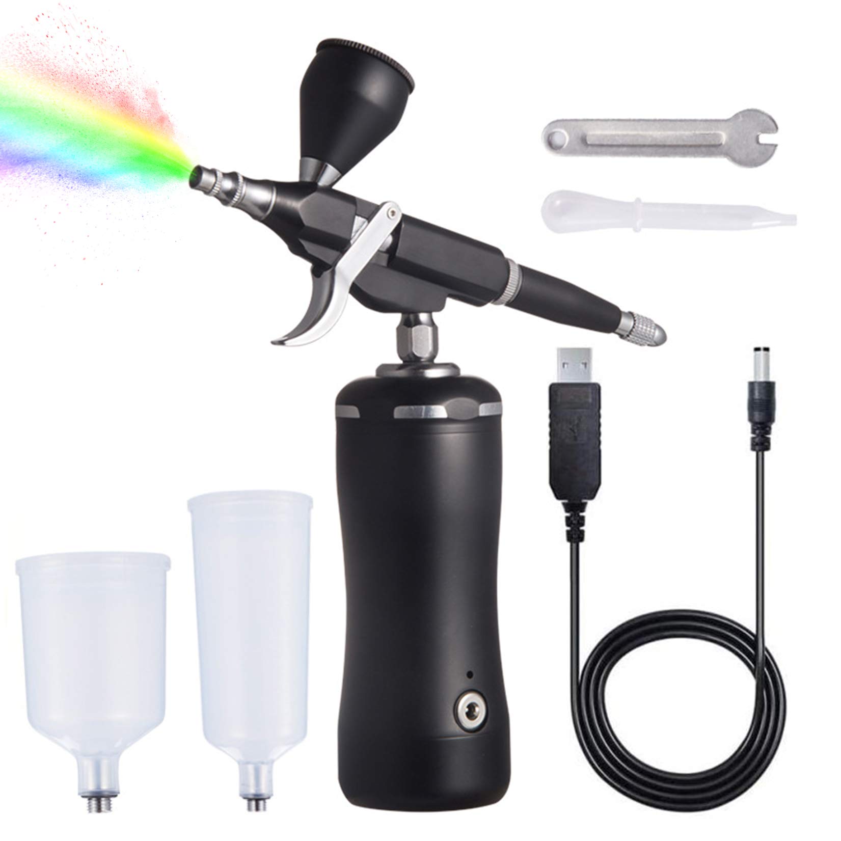 Mini Air Compressor Airbrush Kit for Model Painting, Nail Art, Cake Decorating & Furniture Repair - Portable Spray Gun with Multiple Nozzles (Great for DIY Crafts, Automotive Touch-ups & Cosmetic Airbrushing)