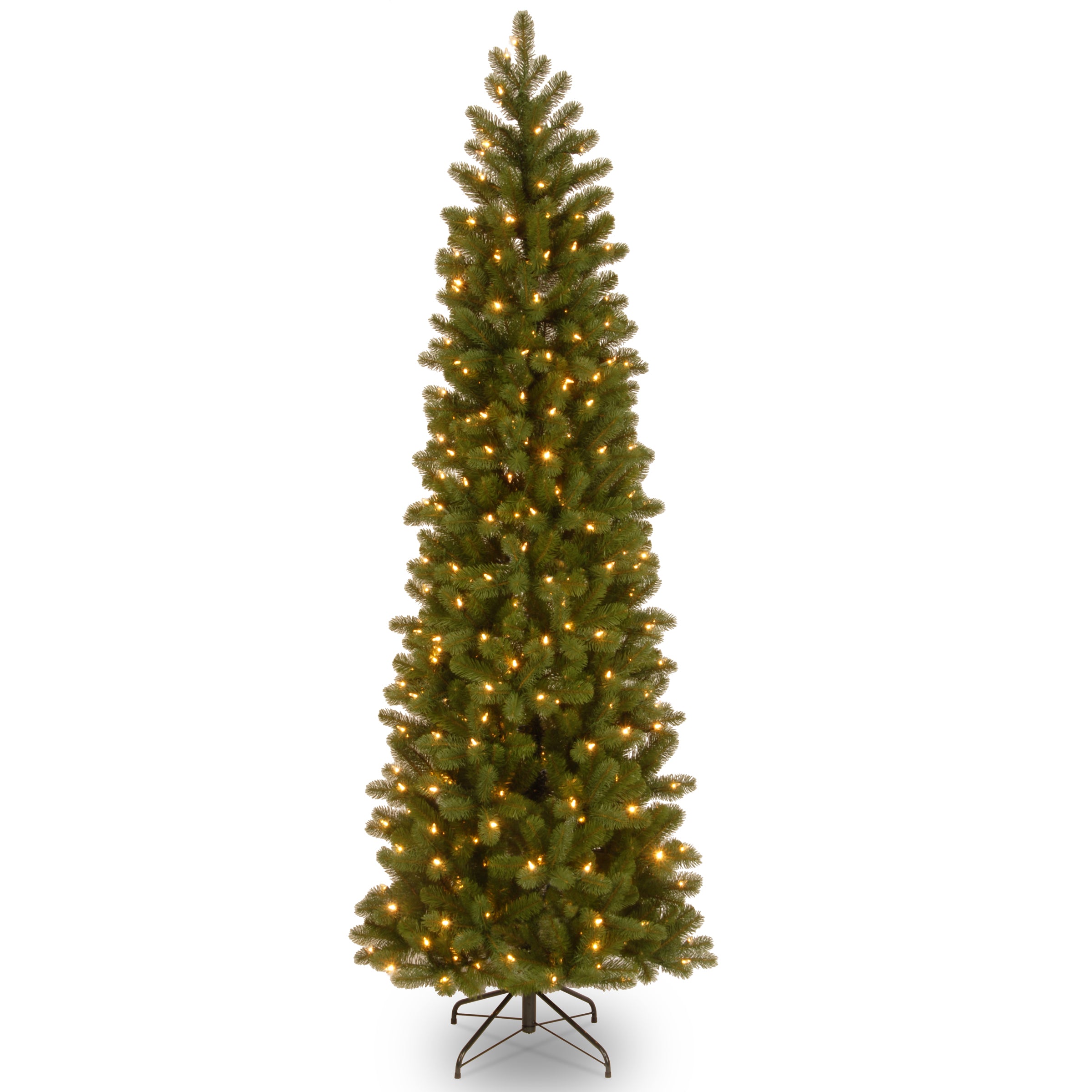 7.5 ft Pre-Lit Downswept Douglas Fir Pencil Slim Christmas Tree with Clear Lights - Perfect for Small Spaces & Holiday Decor