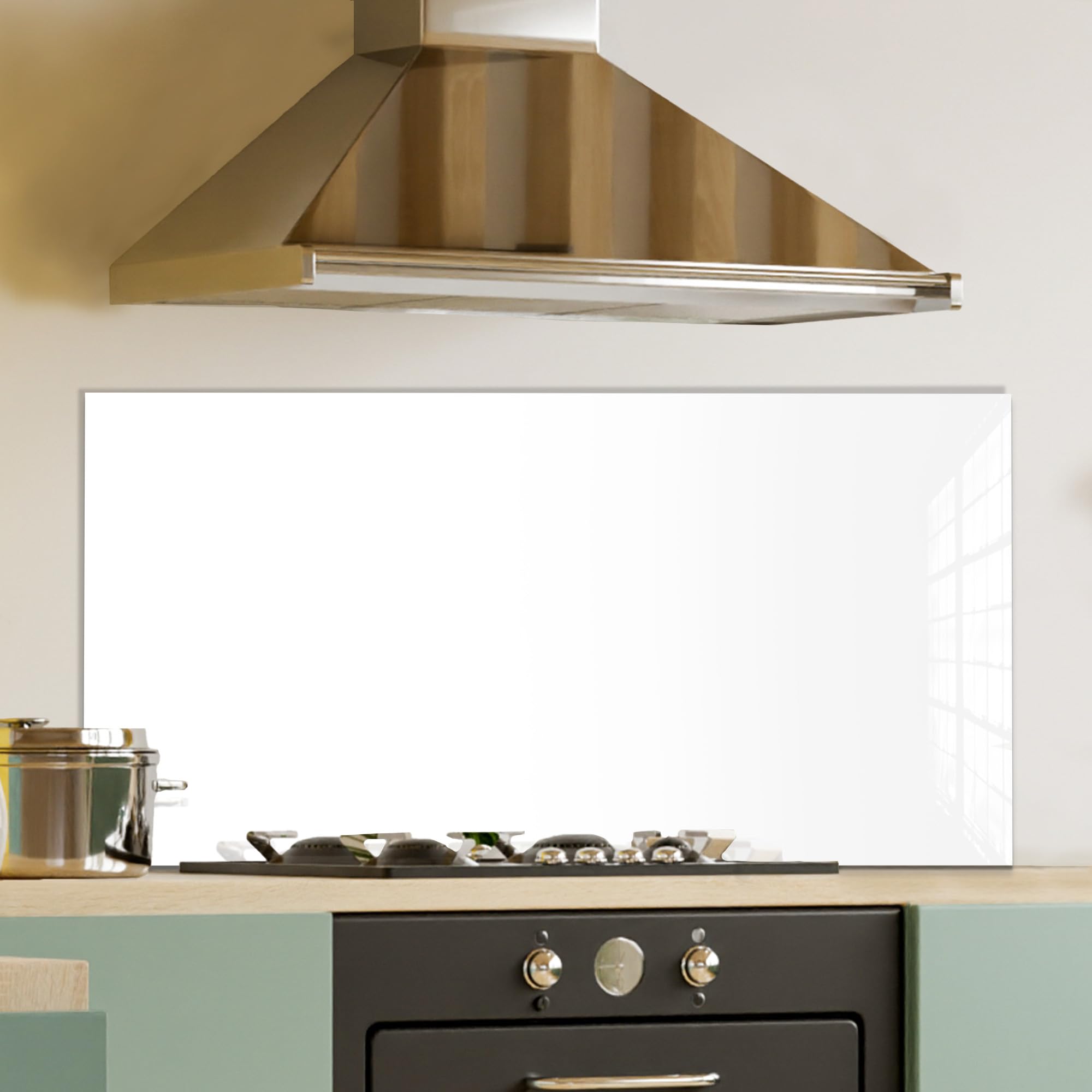 White Tempered Glass Kitchen Backsplash - 30x16