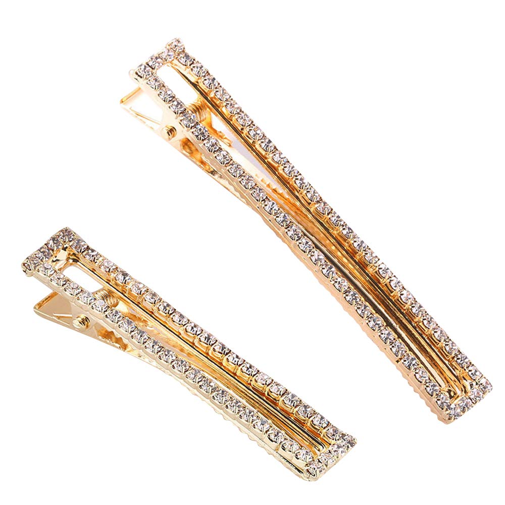 Stylish Gold & Silver Rhinestone Alligator Hair Clips with Teeth - Women's Fashion Hair Accessories for Parties, Weddings & Everyday Wear (Small)