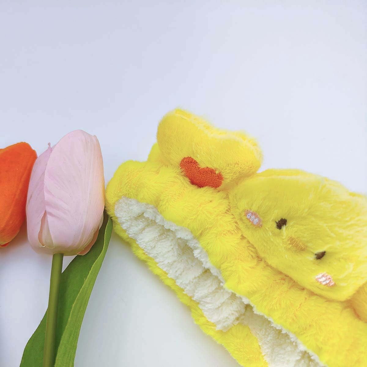 Cute Duck Spa Headband for Women - Soft Microfiber Hair Band for Skincare, Makeup & Washing | Kawaii Coral Fleece Towel Headband for Girls (Yellow Duck Design) - Perfect for Facial Treatments, Bath Time & Relaxation
