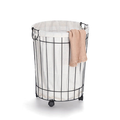 Foldable Laundry Hamper with Wheels - Heavy Duty Metal Frame & Canvas Basket for Clothes Storage - Perfect for Bedroom, Laundry Room, or Dorm Organization