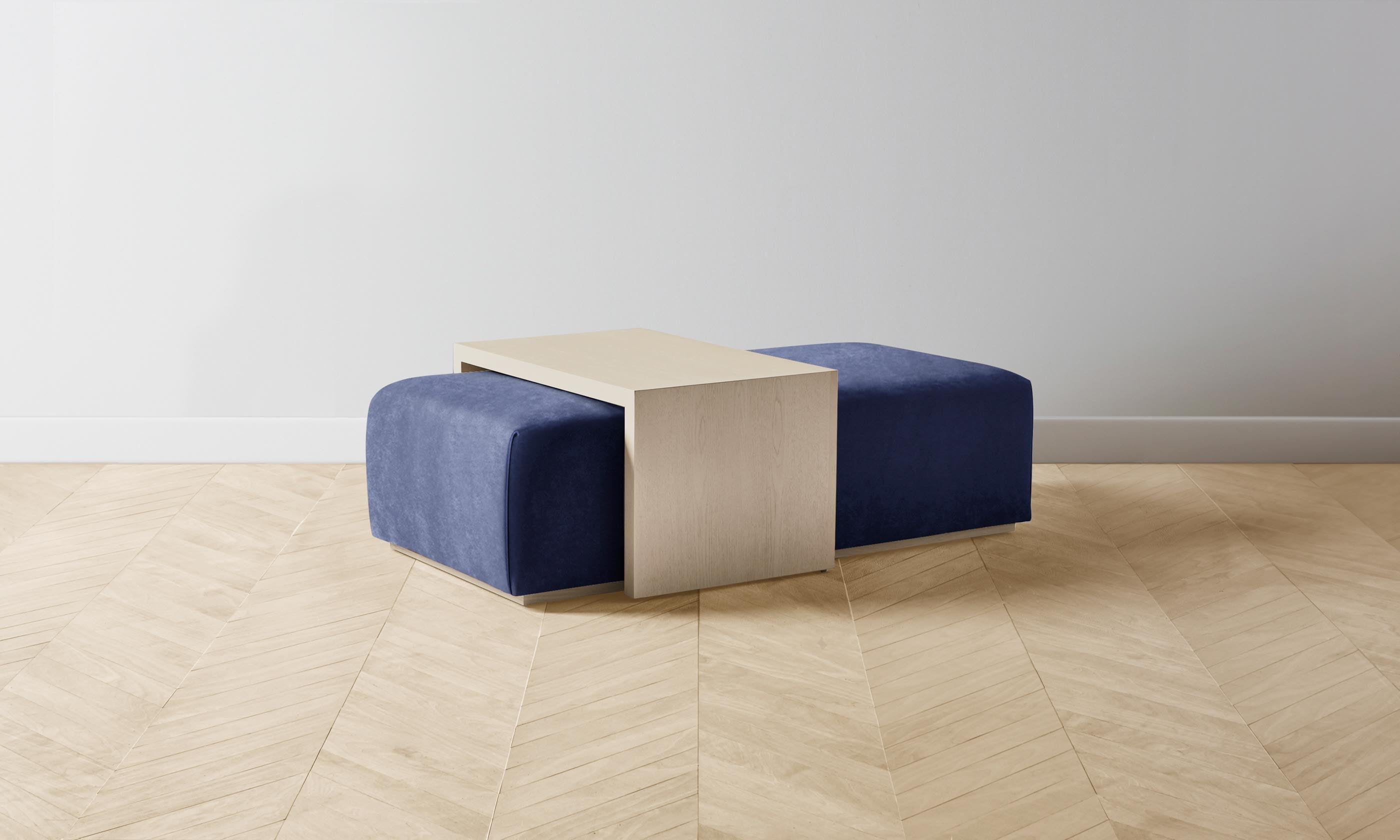 Luxury Velvet Ottoman - The Bowery Ottoman in Midnight Blue for Living Room & Bedroom Decor | Modern Home Furniture for Comfort & Style