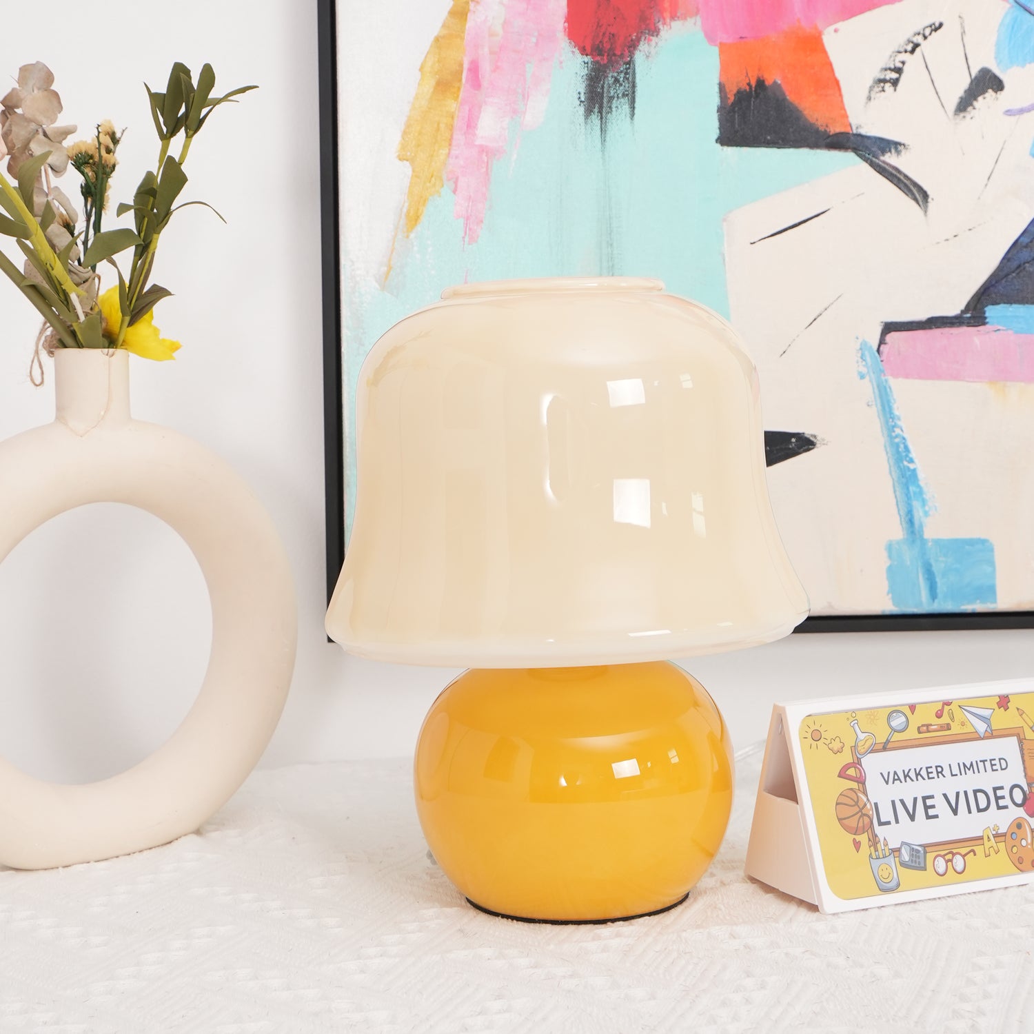 Creamy Mushroom Table Lamp - Soft Glow Night Light for Bedroom, Nursery, Living Room - Modern Decorative Lighting for Cozy Ambiance