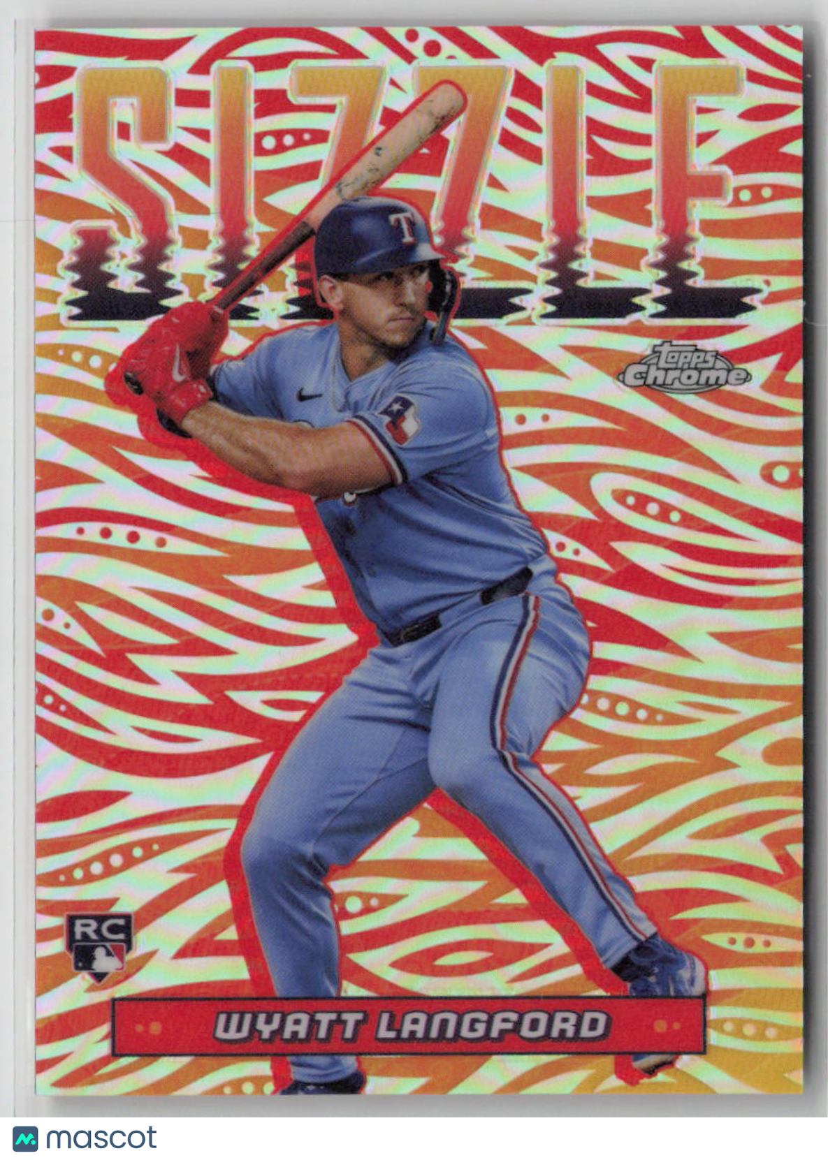 2024 Topps Chrome Wyatt Langford Sizzle Rookie Baseball Card #SIZ 7 - Perfect for Collectors, Investors & Baseball Fans (Display, Trade or Gift)