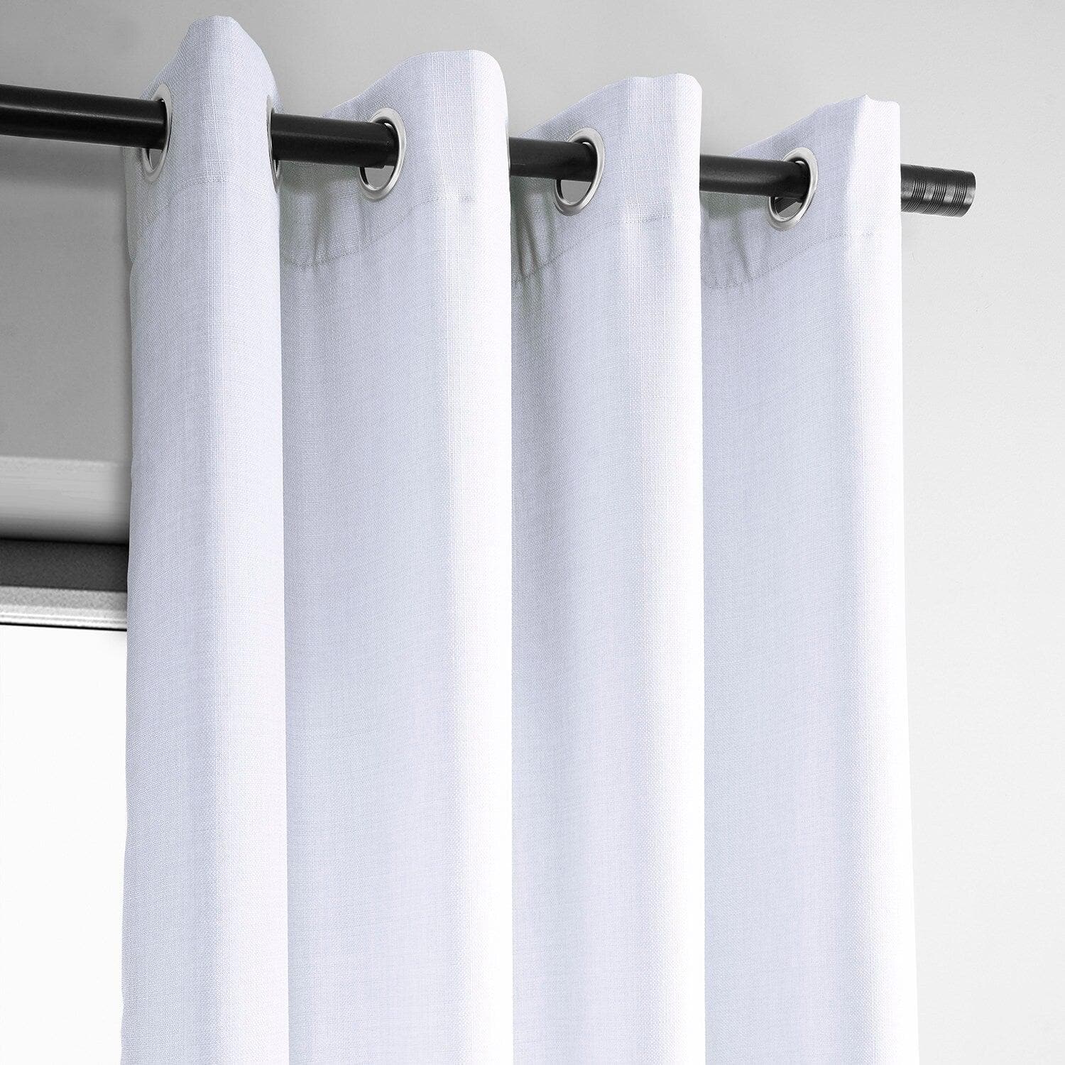 Dove White Grommet Italian Faux Linen Blackout Curtains for Bedroom - Light Blocking Thermal Insulated Window Drapes for Living Room & Nursery