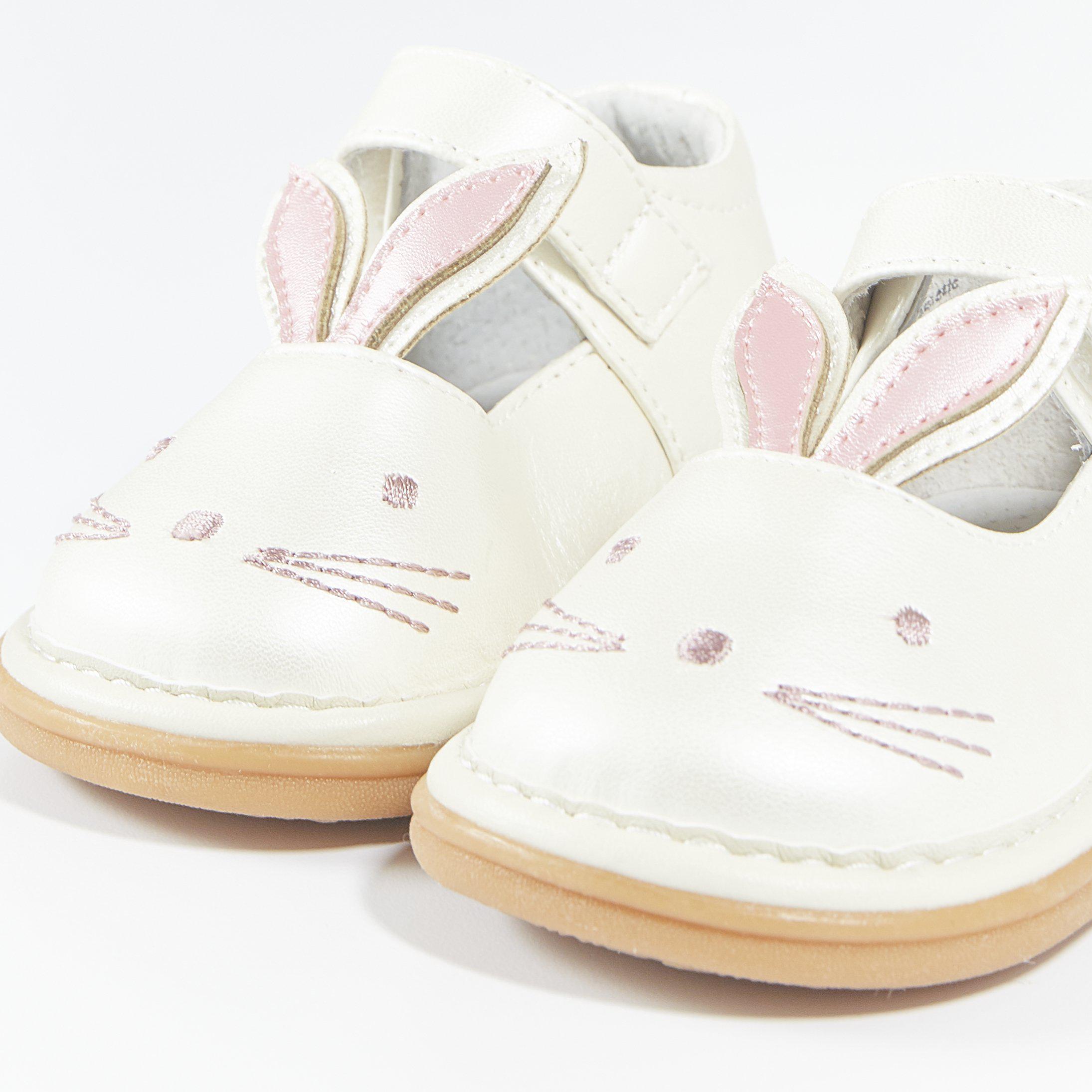 Wee Squeak Bunny Pearl Shoes for Baby Girls - Soft & Comfortable First Walking Shoes with Cute Squeaker - Perfect for Easter, Photoshoots & Special Occasions
