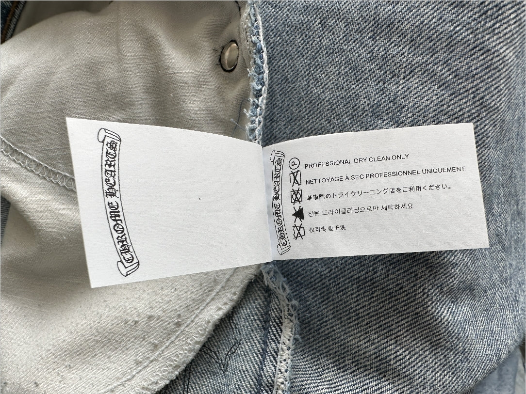 Chrome Hearts x Levi's Blue & Black Cross Patch Denim Jeans for Men - Stylish Vintage Streetwear for Casual Outfits & Night Out