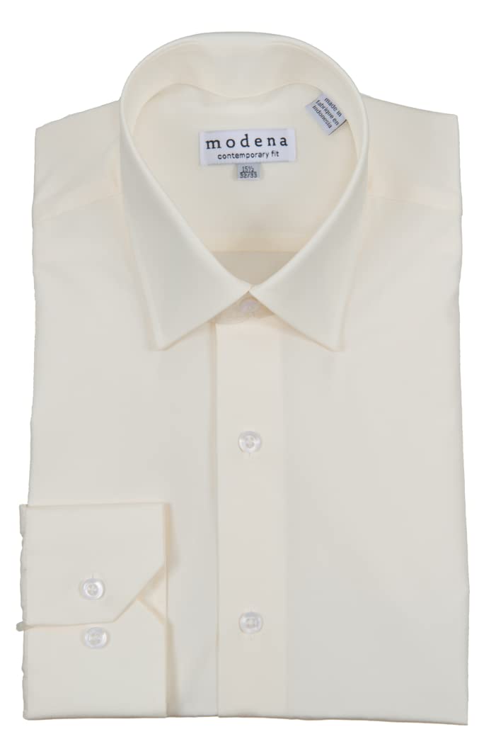 Moderna Men's Contemporary Fit Long Sleeve Solid Color Dress Shirt - Premium Office & Formal Wear for Business Professionals