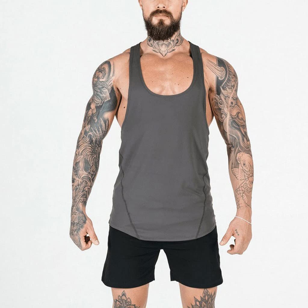Men's Sleeveless Workout Tank Top - Breathable Gym Shirt for Running, Fitness & Bodybuilding - Slim Fit Muscle Tee (Gray, XL) - Perfect for Summer Training & Casual Wear