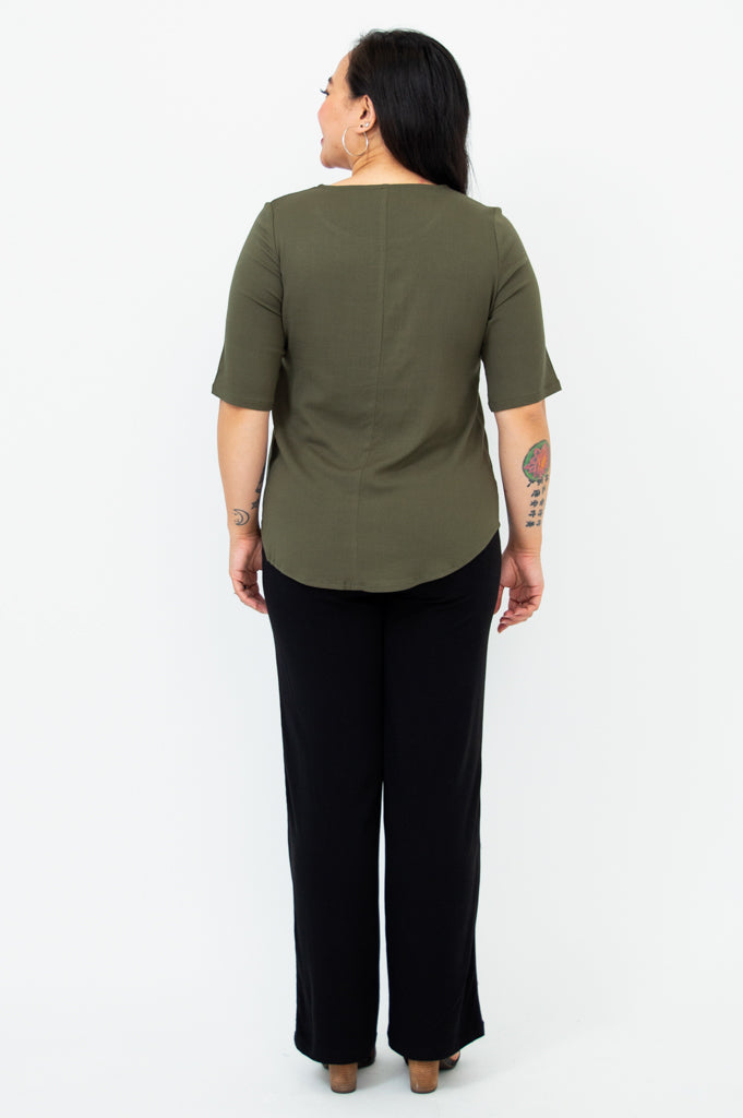 Liza Women's Bamboo Top - Soft & Breathable Khaki Blouse for Casual Wear & Summer Outfits