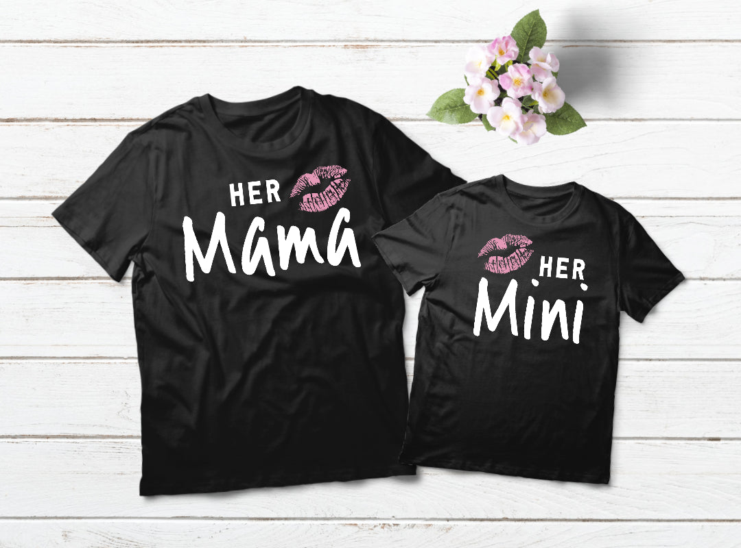 Mom and Baby Matching Outfits - Her Mama Her Mini Set | Mother Daughter Coordinating Clothes for Family Photos, Holidays & Special Occasions