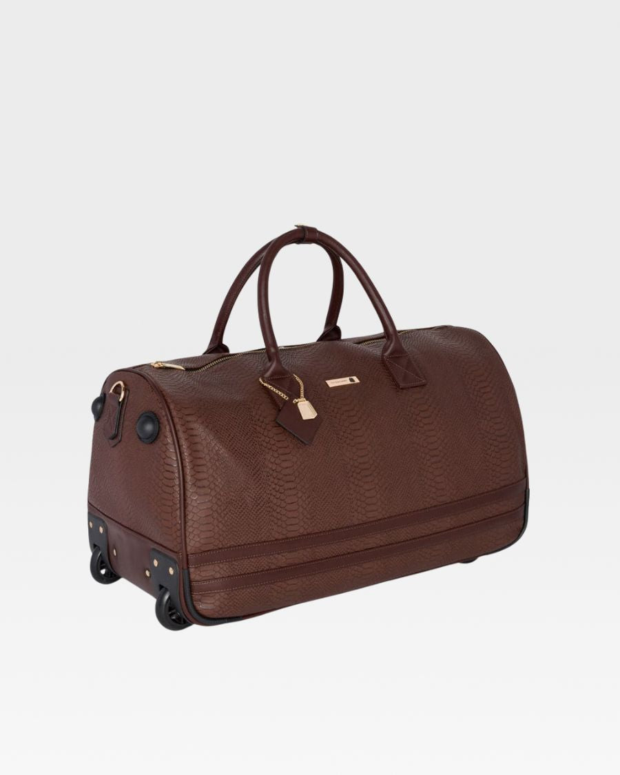 Apollo 1 Rolling Duffle Bag - Chocolate Brown Large Travel Luggage with Wheels for Gym, Sports, Business Trips & Weekend Getaways