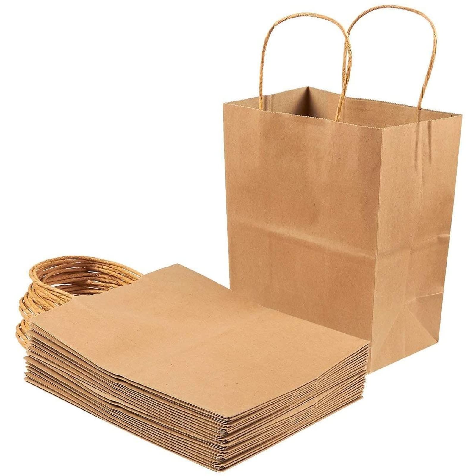 Juvale 24-Pack Medium Kraft Paper Gift Bags with Handles - Eco-Friendly Party Favor Bags for Birthdays, Weddings, Baby Showers & Retail Packaging - Perfect for Gifts, Shopping & Special Occasions