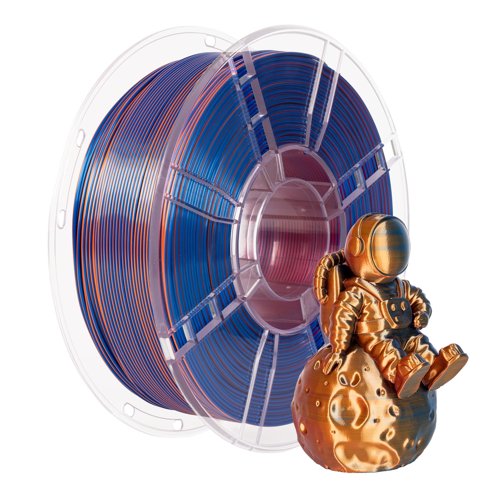 TRONXY Tri-Color Silk PLA Filament 1.75mm for 3D Printing - Rainbow PLA Filament with Red, Blue & Orange (1kg/2.2lbs, +/-0.03mm Accuracy) | Perfect for Cosplay Props, DIY Crafts & Home Decor Projects