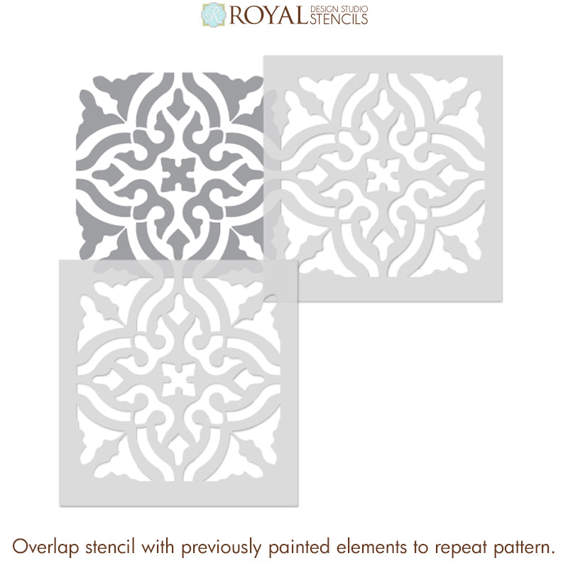 Toledo Tile Stencil Kit - Reusable DIY Ceramic & Mosaic Tile Painting Template for Home Decor, Bathroom, and Kitchen Backsplash Projects